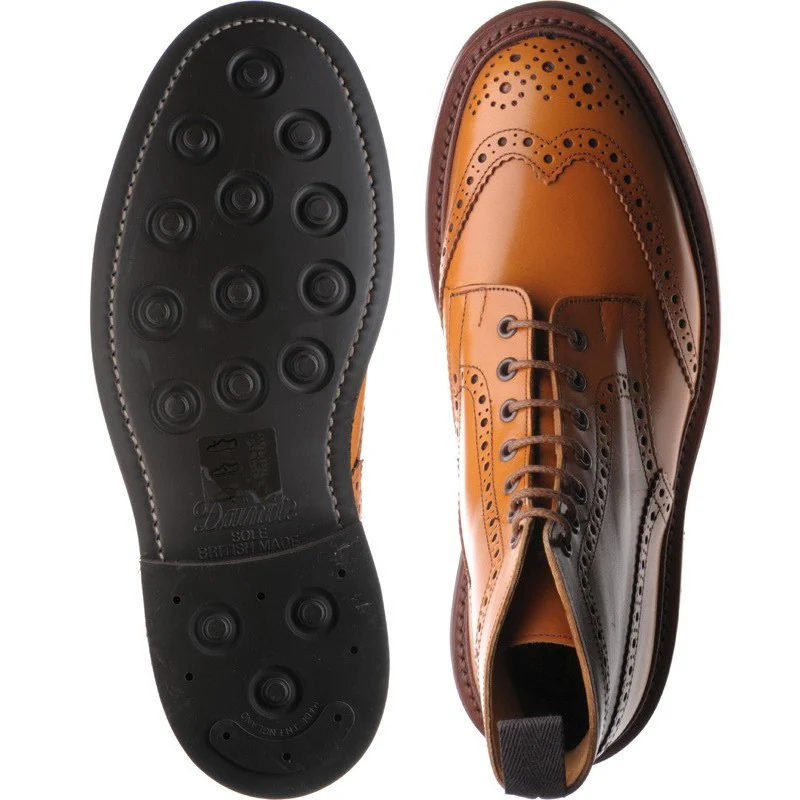 Trickers Stow (Rubber) mens rubber-soled brogue boots in acorn antique - Image 3