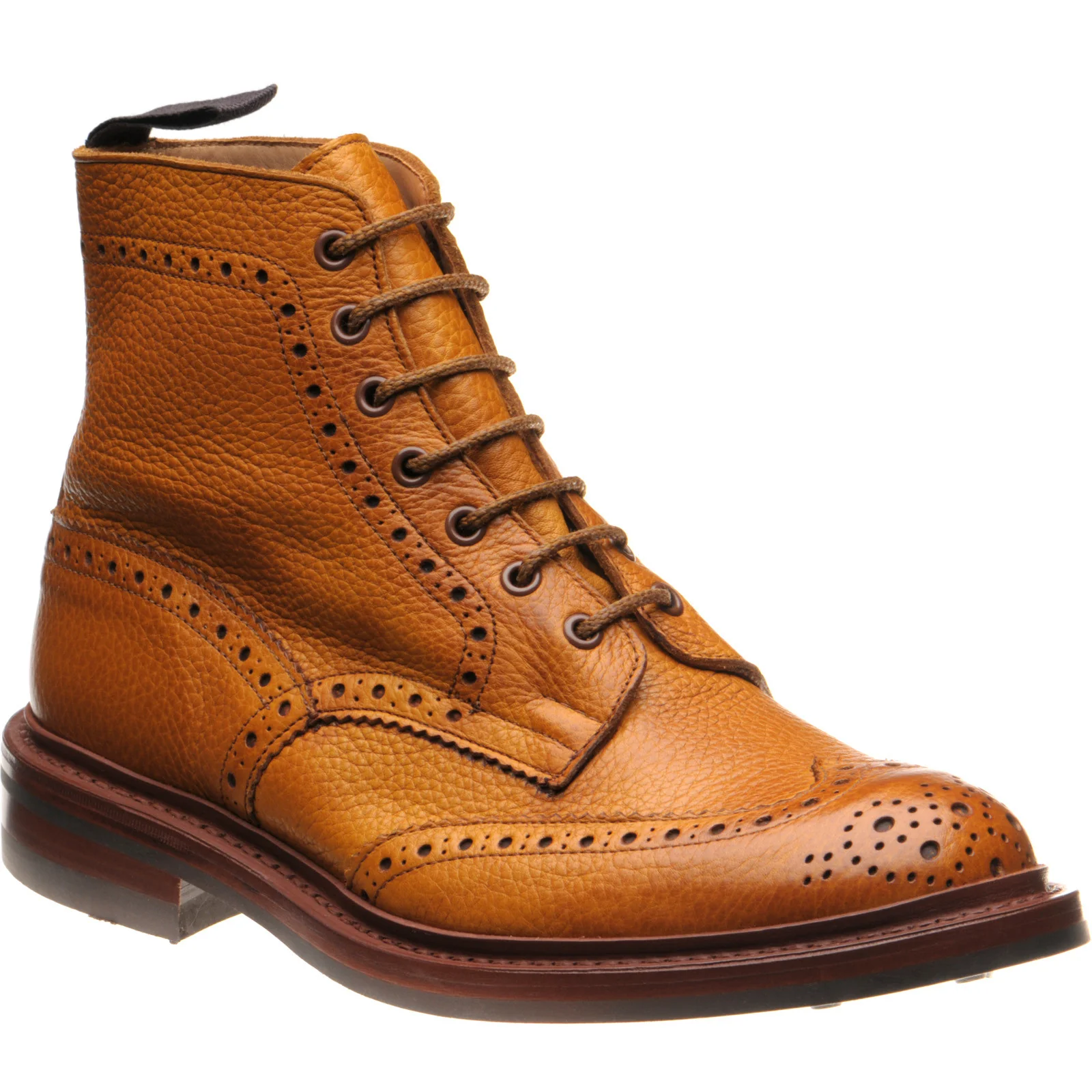 Trickers Stow (Rubber) mens rubber-soled brogue boots in acorn muflone
