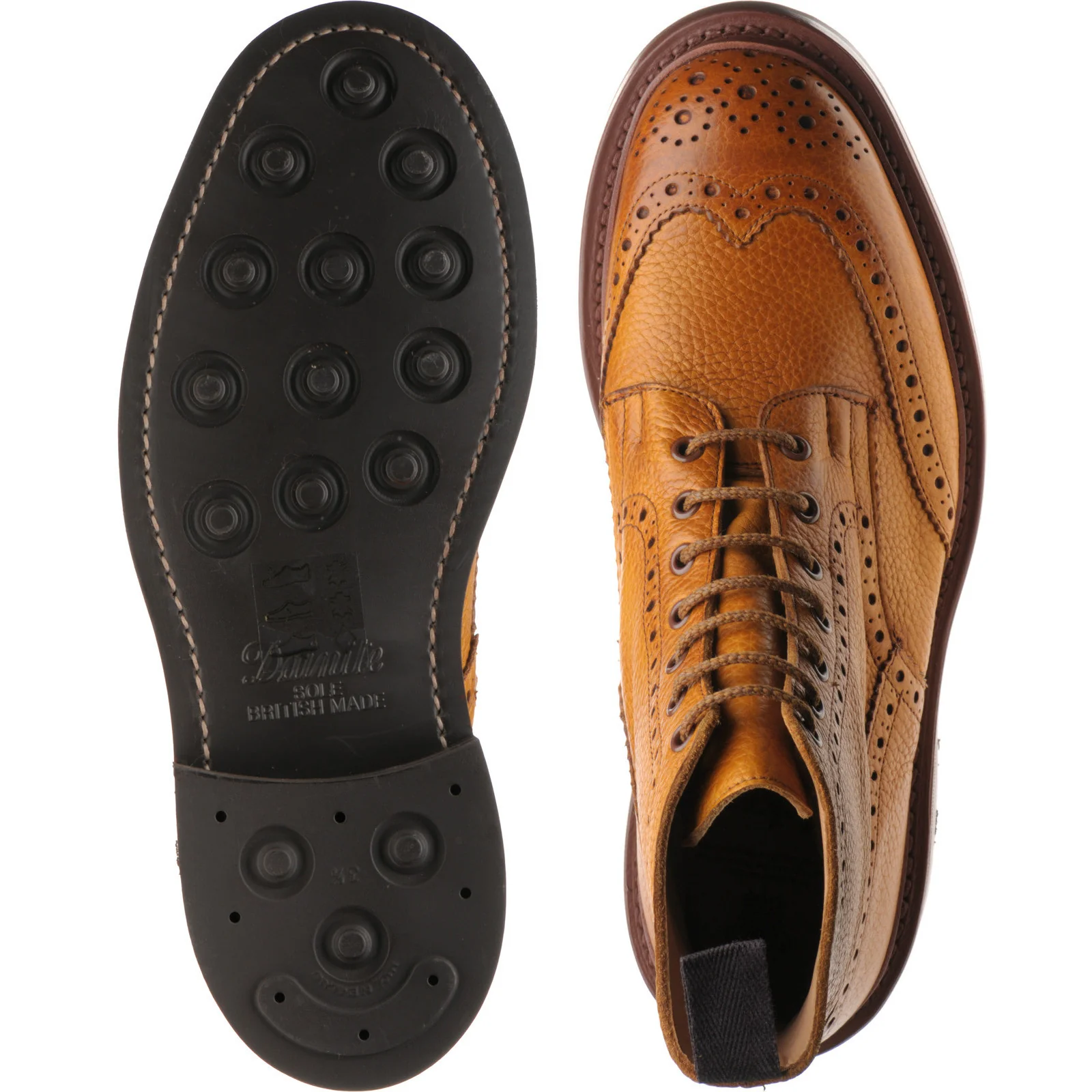 Trickers Stow (Rubber) mens rubber-soled brogue boots in acorn muflone - Image 3
