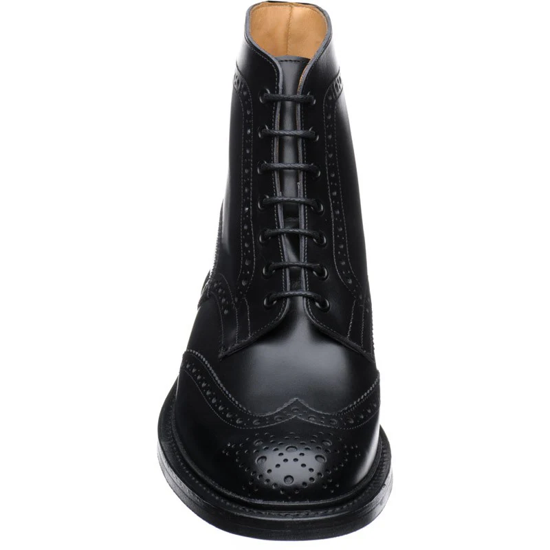 Trickers Stow (Rubber) mens rubber-soled brogue boots in black calf - Image 2