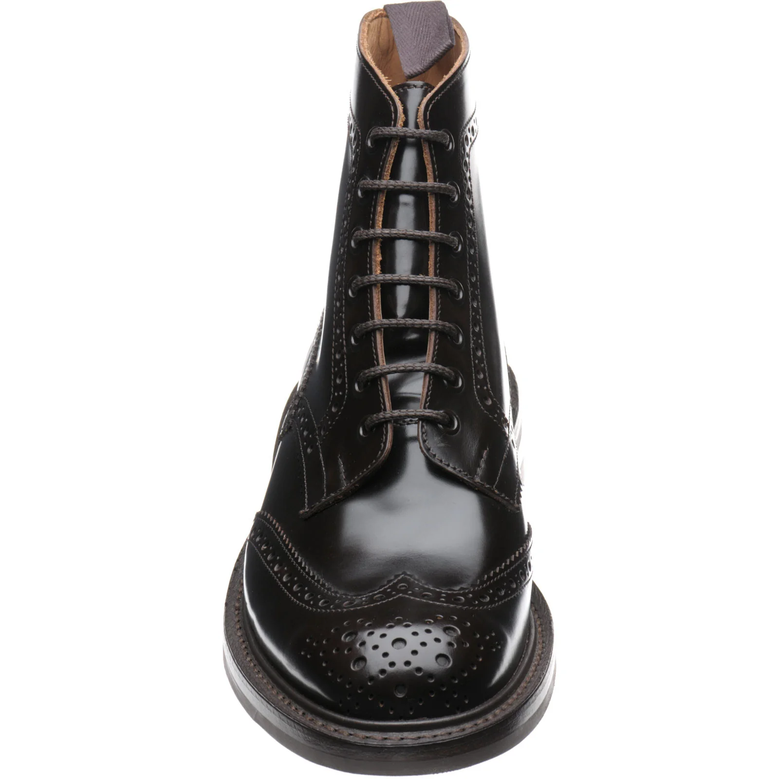 Trickers Stow (Rubber) mens rubber-soled brogue boots in dark brown bookbinder - Image 2