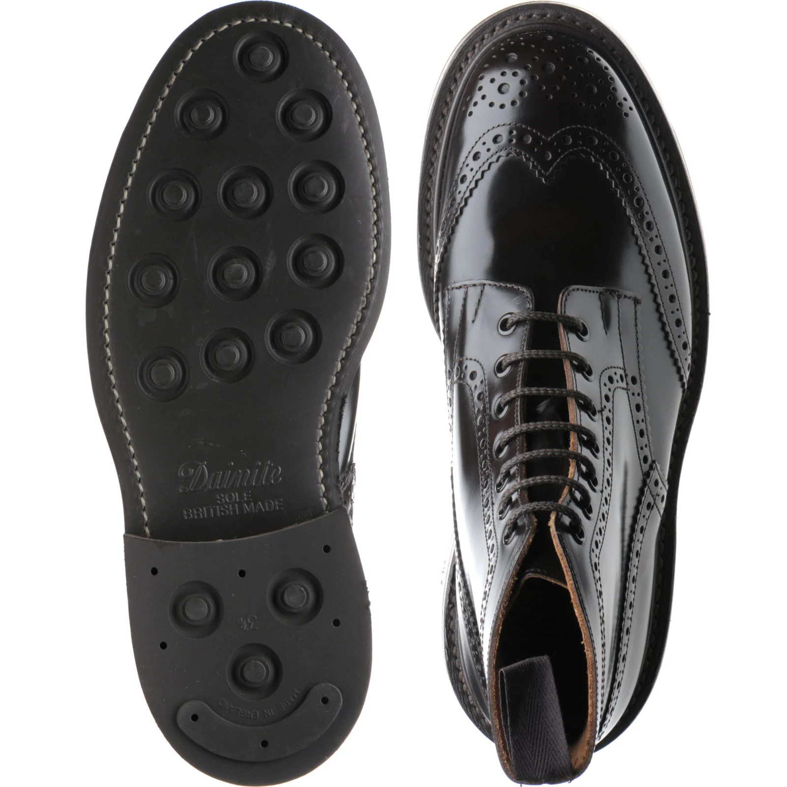 Trickers Stow (Rubber) mens rubber-soled brogue boots in dark brown bookbinder - Image 3