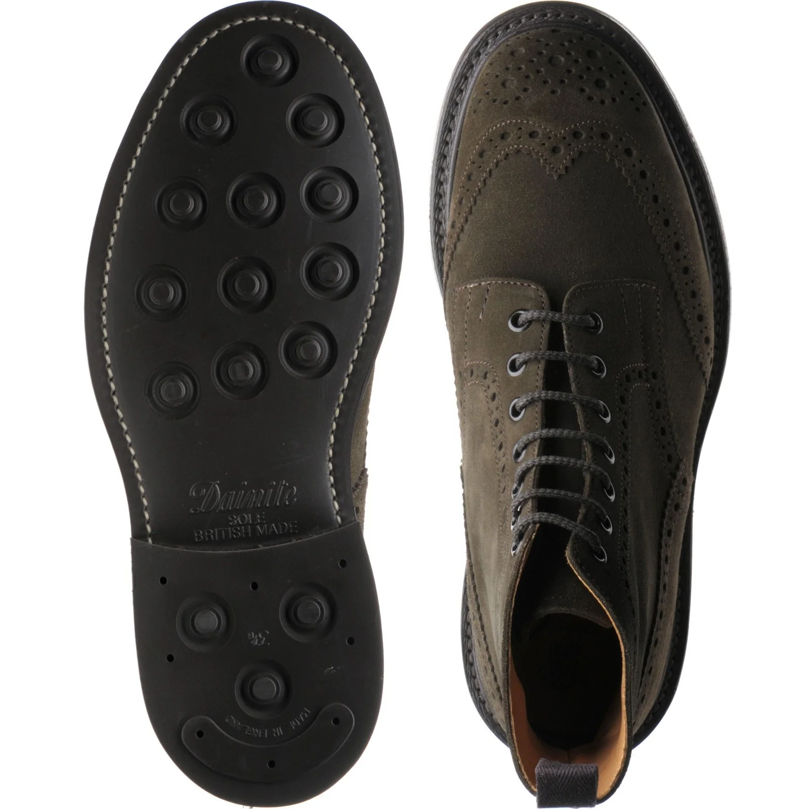 Trickers Stow (Rubber) mens rubber-soled brogue boots in earth ox reversed - Image 3