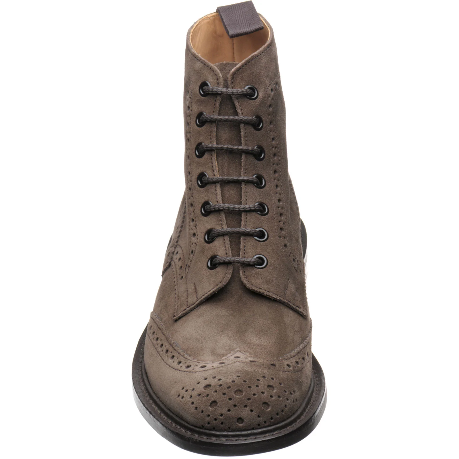 Trickers Stow (Rubber) mens rubber-soled brogue boots in flint repello suede - Image 2