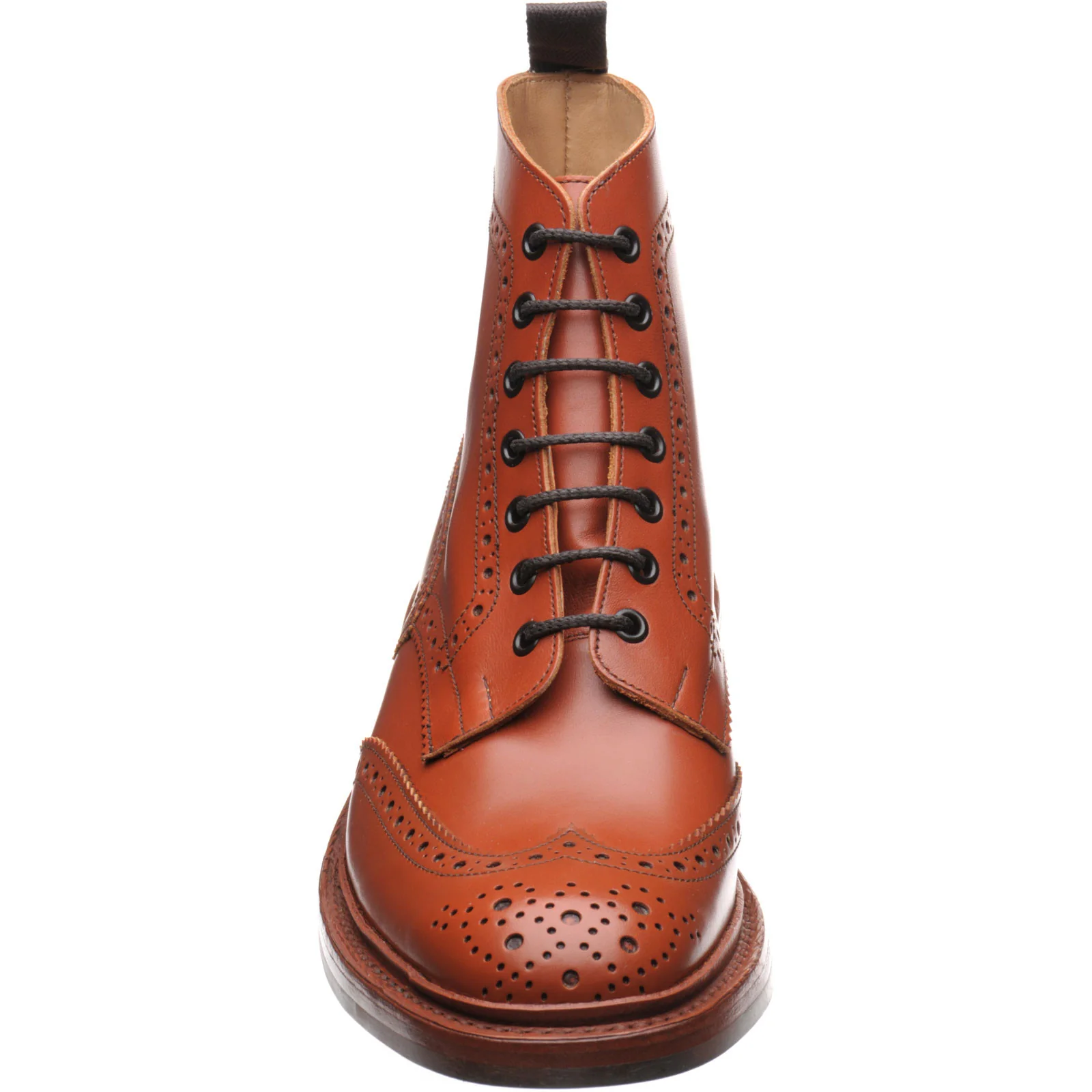 Trickers Stow (Rubber) mens rubber-soled brogue boots in moccasin brown - Image 2