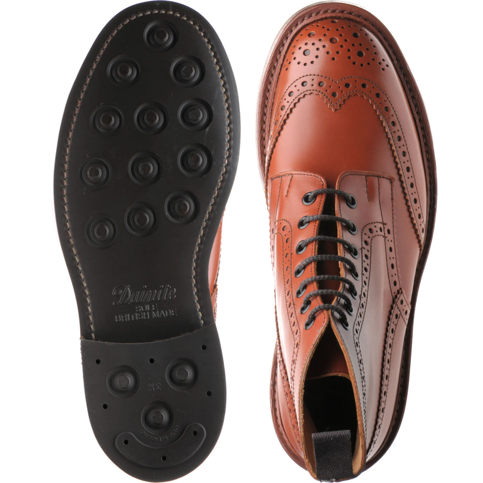 Trickers Stow (Rubber) mens rubber-soled brogue boots in moccasin brown - Image 3