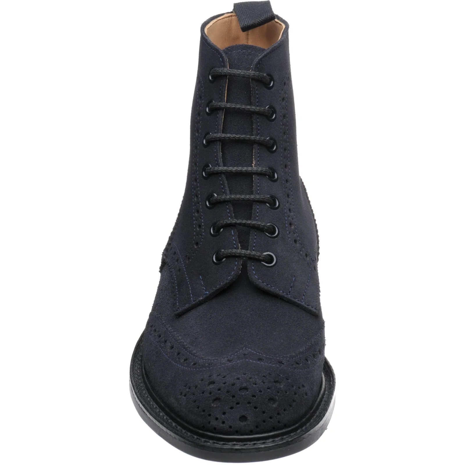 Trickers Stow (Rubber) mens rubber-soled brogue boots in navy ox reversed - Image 2