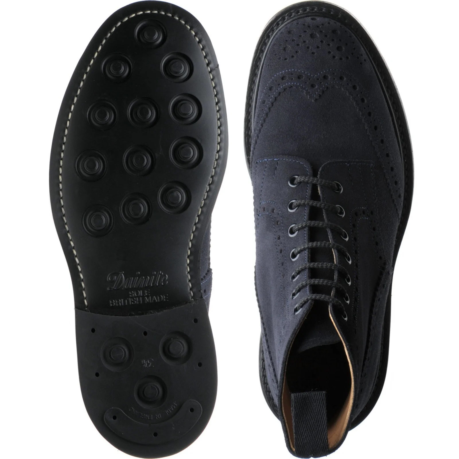 Trickers Stow (Rubber) mens rubber-soled brogue boots in navy ox reversed - Image 3