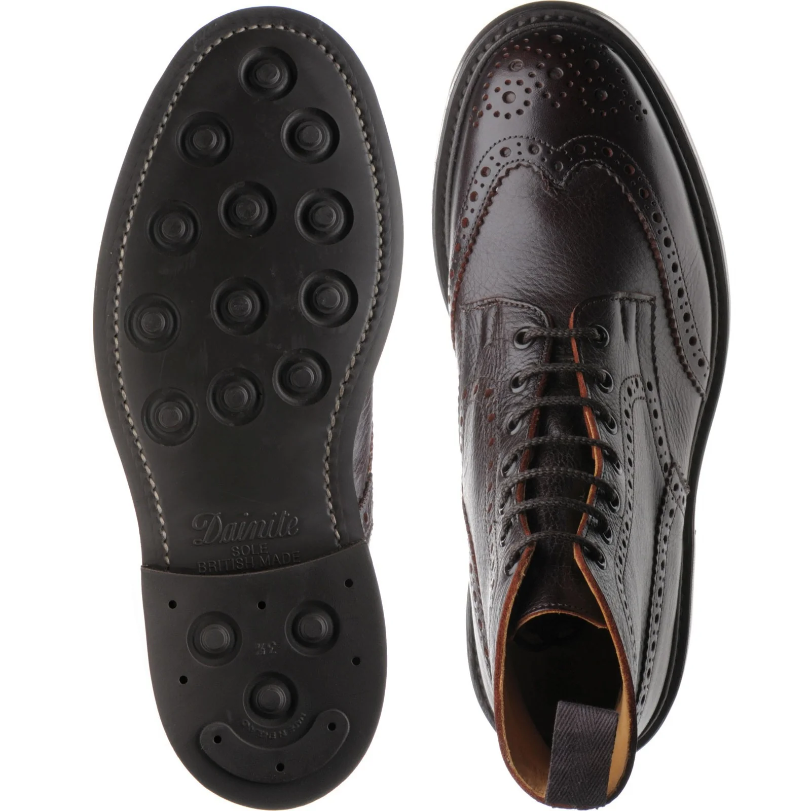Trickers Stow (Rubber) mens rubber-soled brogue boots in polo kudu - Image 3