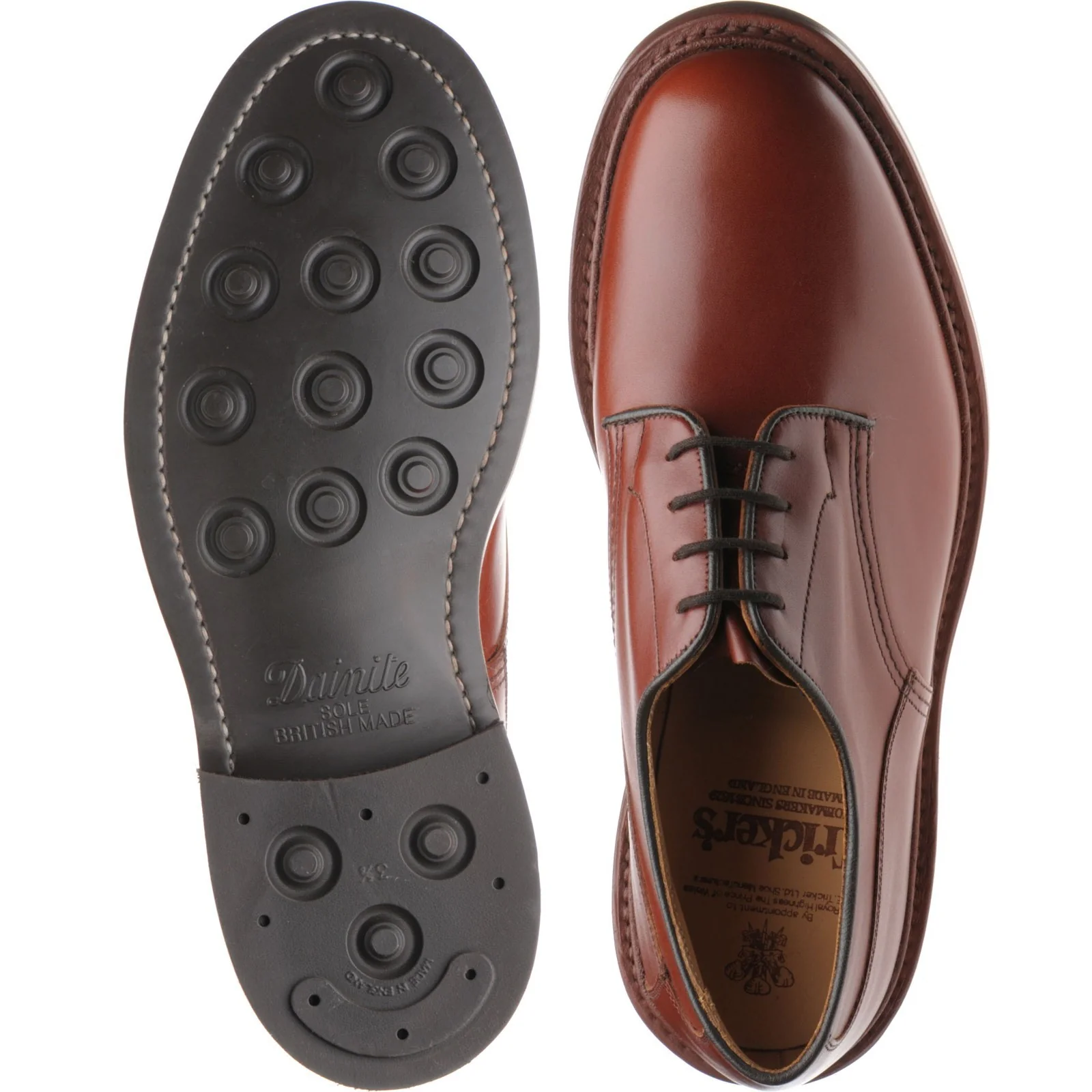Trickers Woodstock (Rubber) mens rubber-soled Derby shoes in marron calf - Image 3