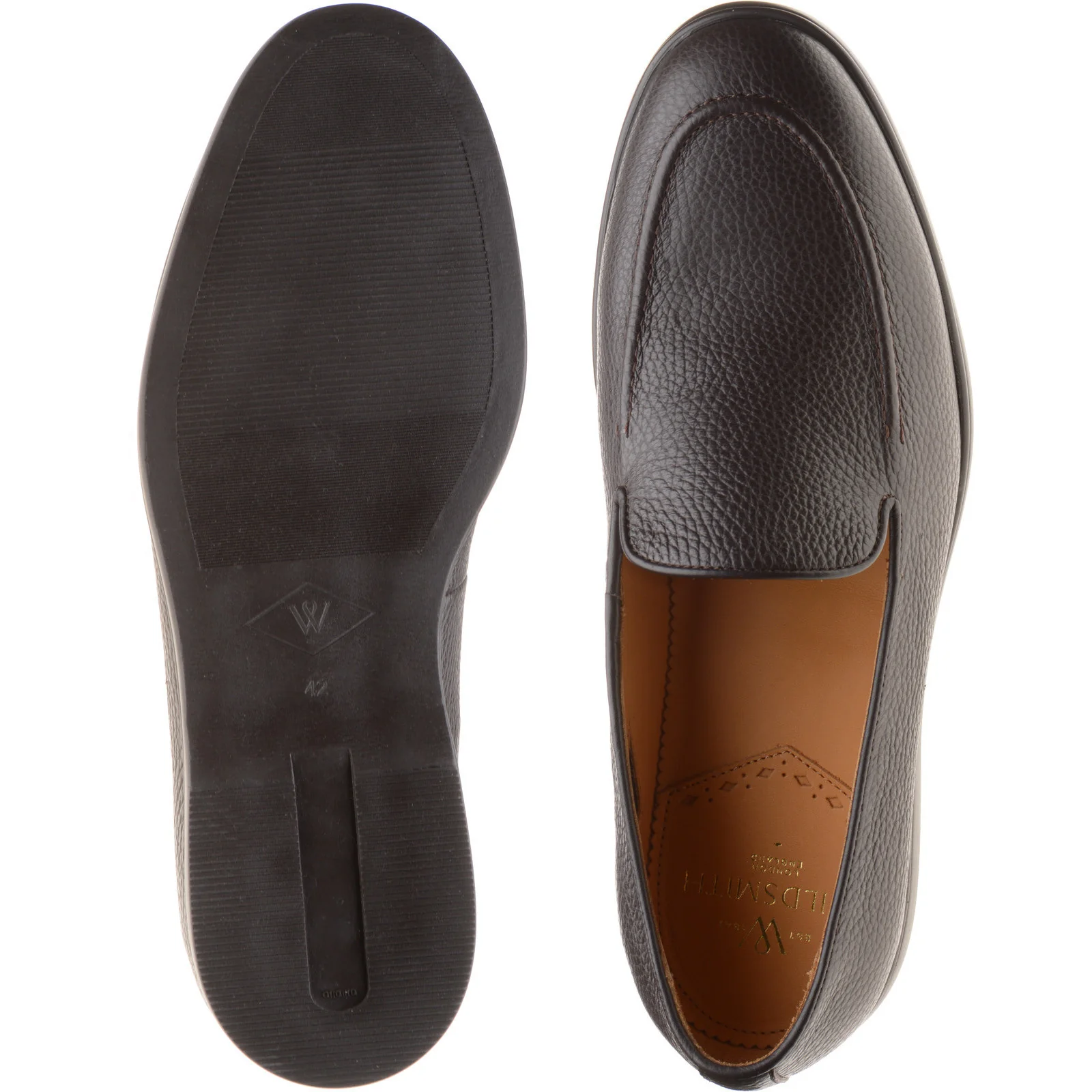 Wildsmith Model 1 mens rubber-soled loafers in dark brown grain - Image 3