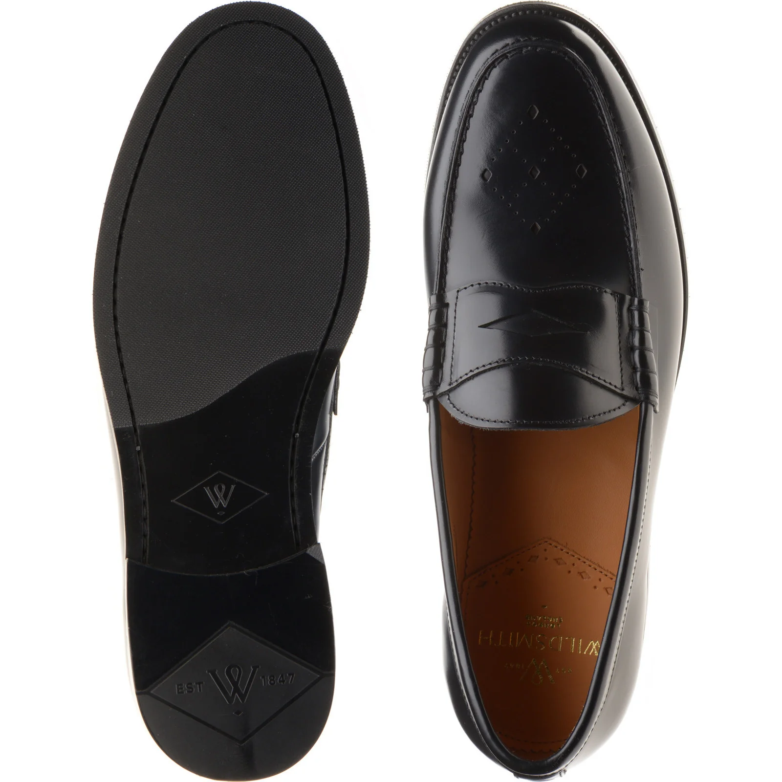 Wildsmith Model 111 mens rubber-soled loafers in black polished - Image 3