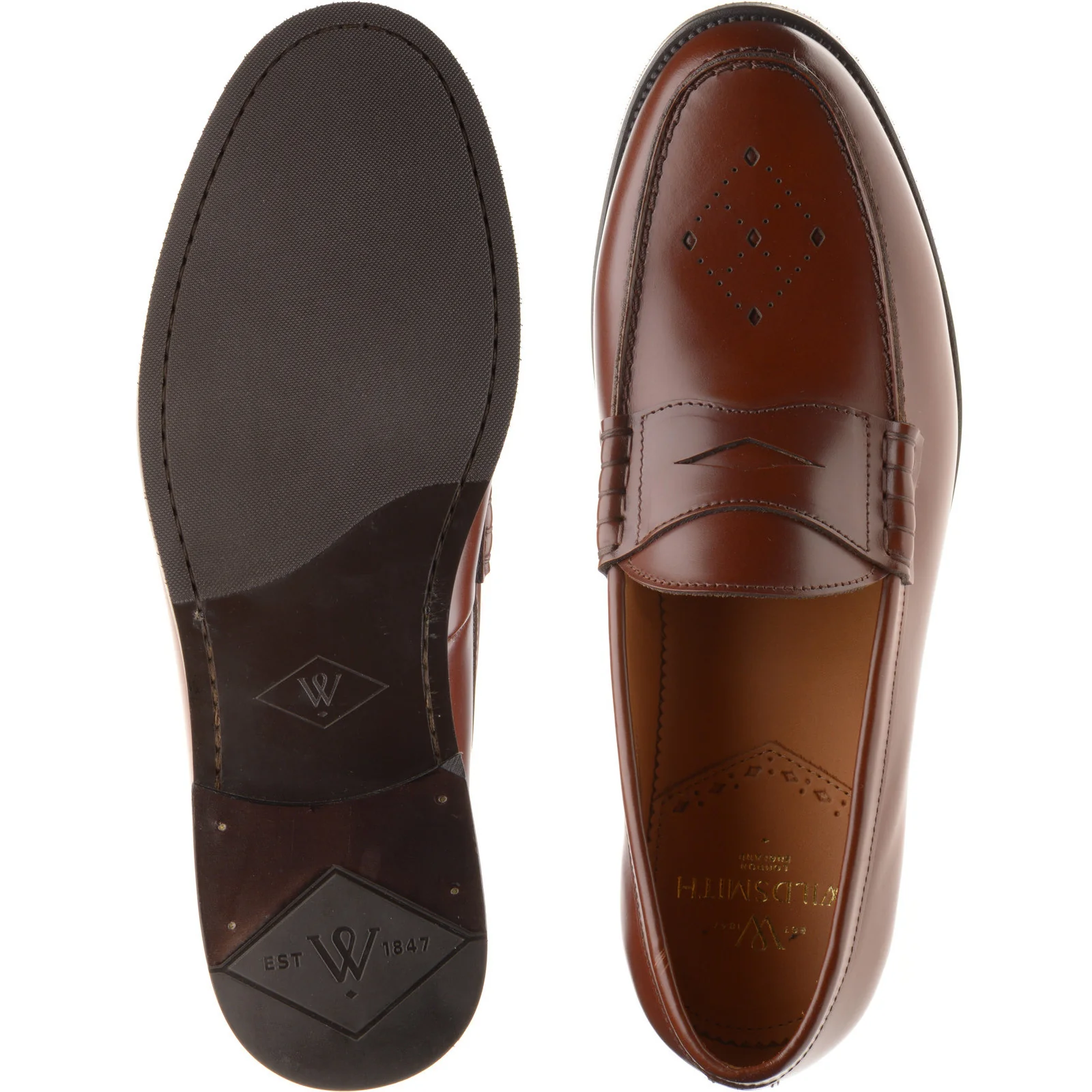 Wildsmith Model 111 mens rubber-soled loafers in cognac polished - Image 3