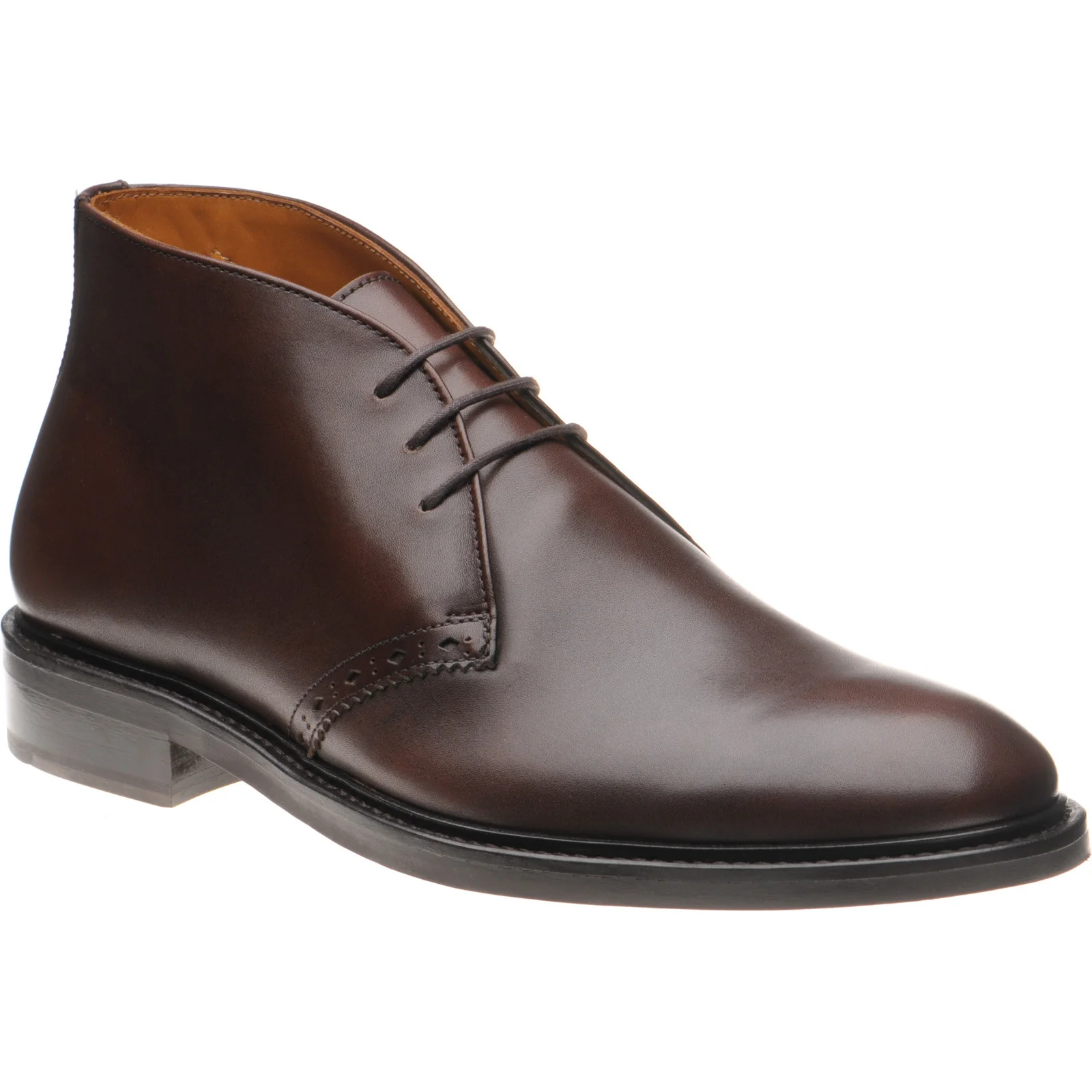 Wildsmith Model 12 mens rubber-soled Chukka boots in dark brown calf