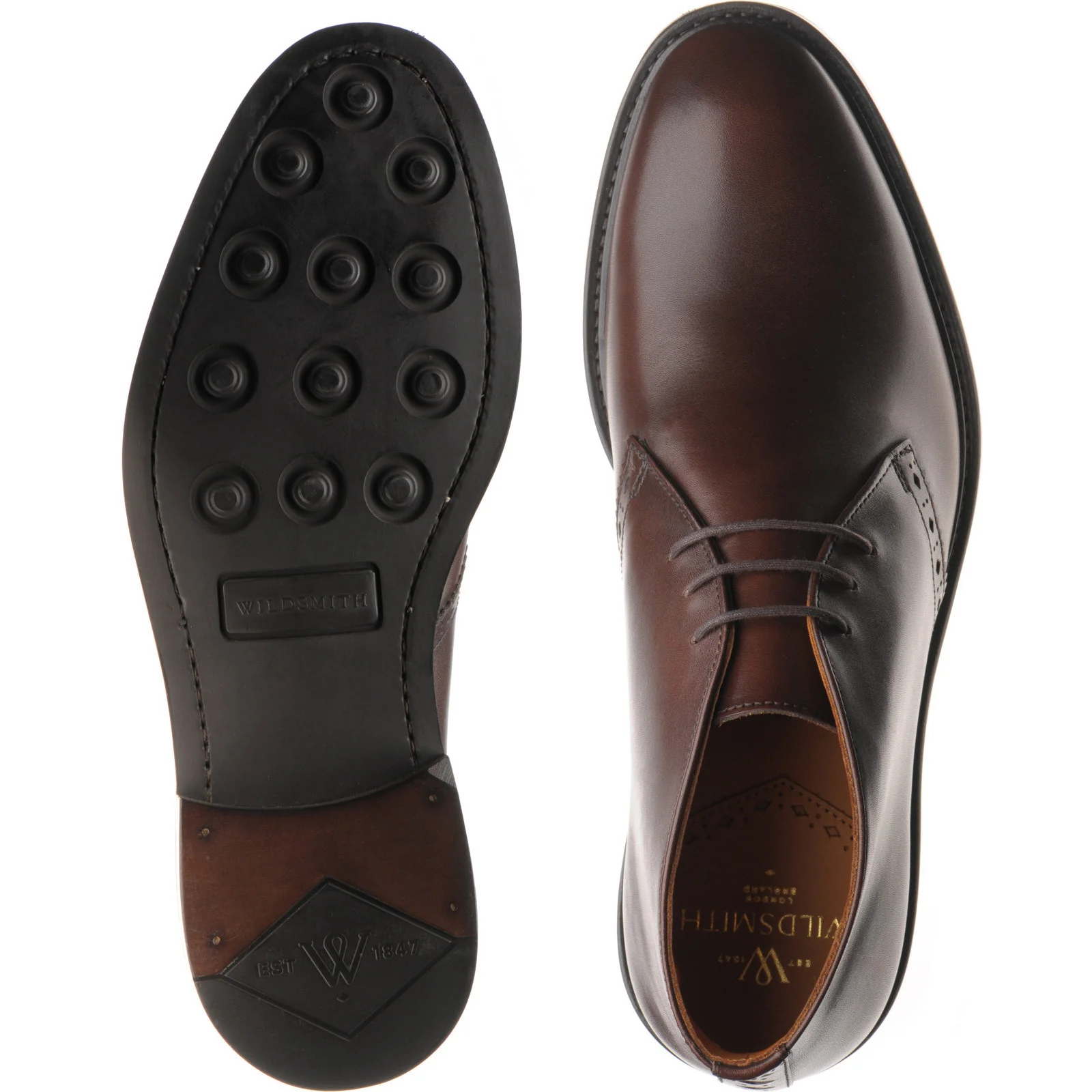 Wildsmith Model 12 mens rubber-soled Chukka boots in dark brown calf - Image 3