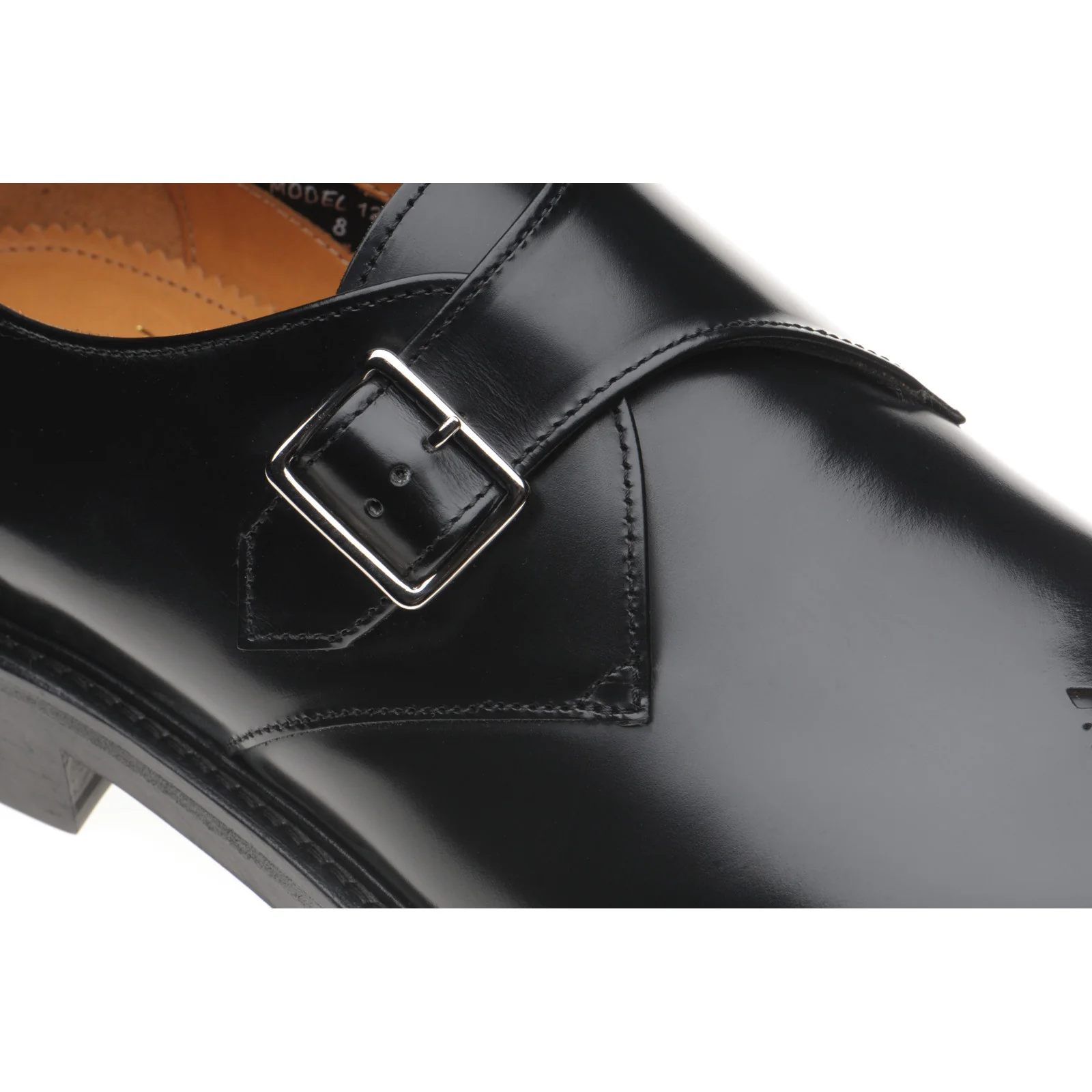 Wildsmith Model 120 mens rubber-soled monk shoes in black polished - Image 5