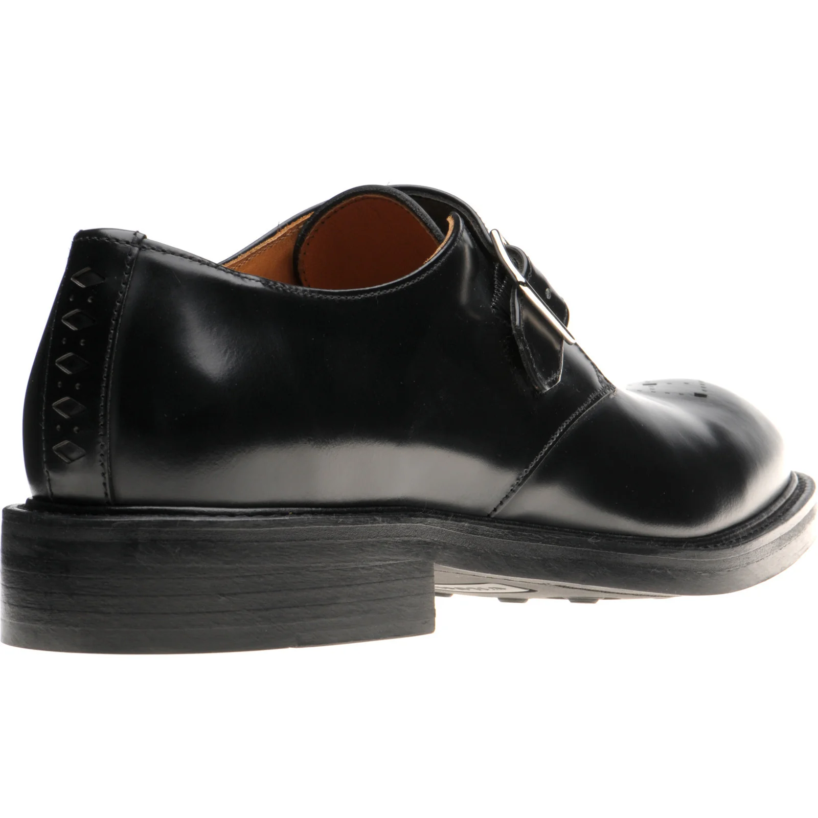 Wildsmith Model 120 mens rubber-soled monk shoes in black polished (second) - Image 4
