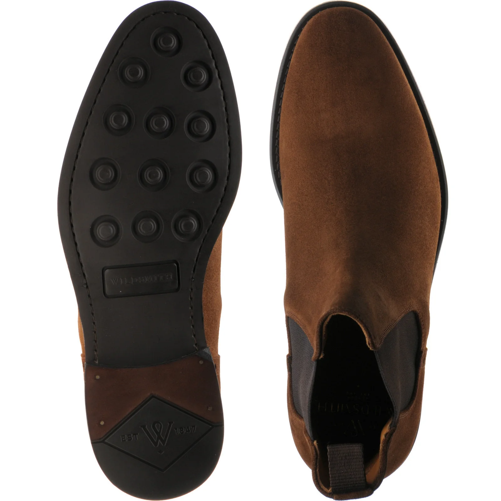 Wildsmith Model 170 mens rubber-soled Chelsea boots in tobacco suede - Image 3