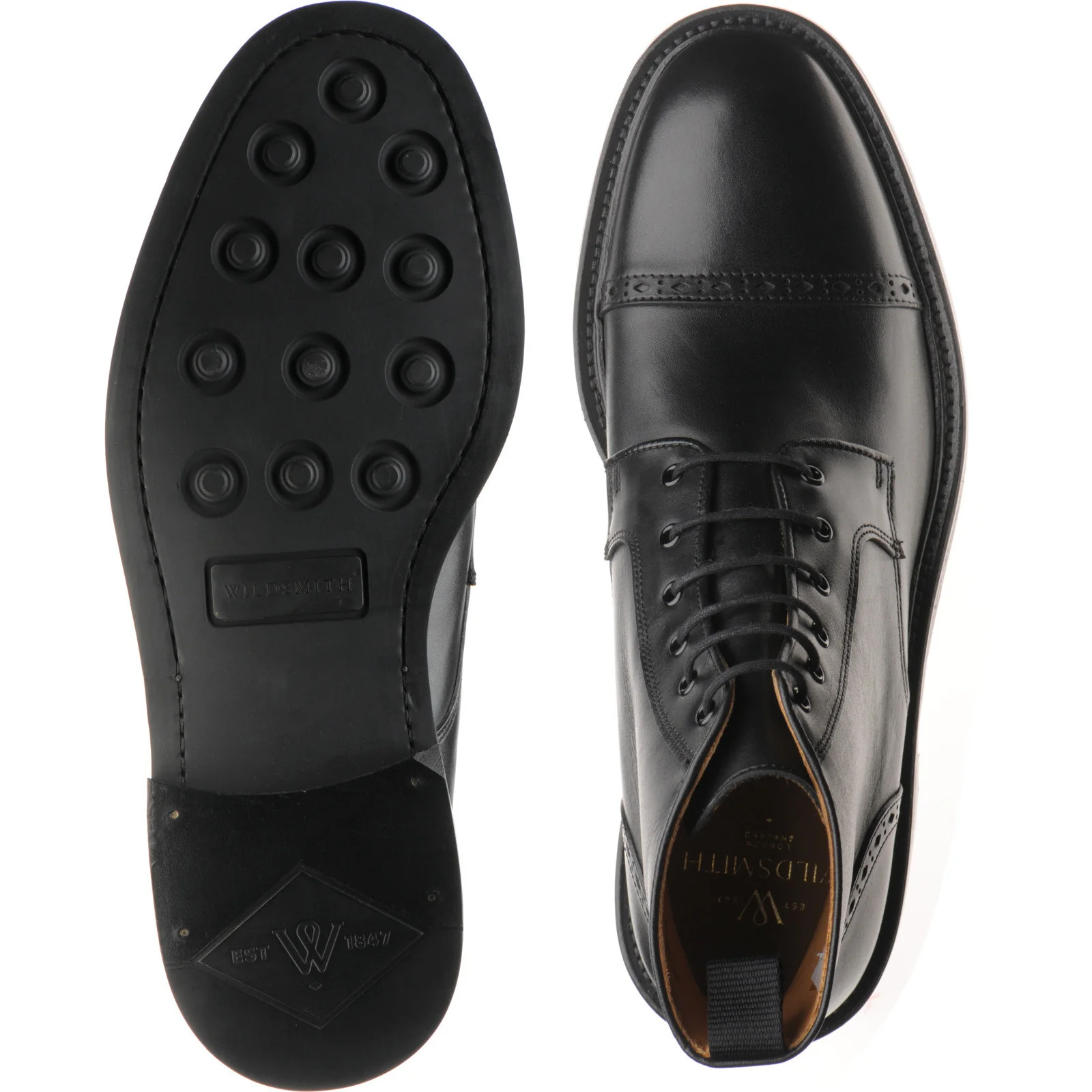 Wildsmith Model 18 mens rubber-soled boots in black calf (second) - Image 3