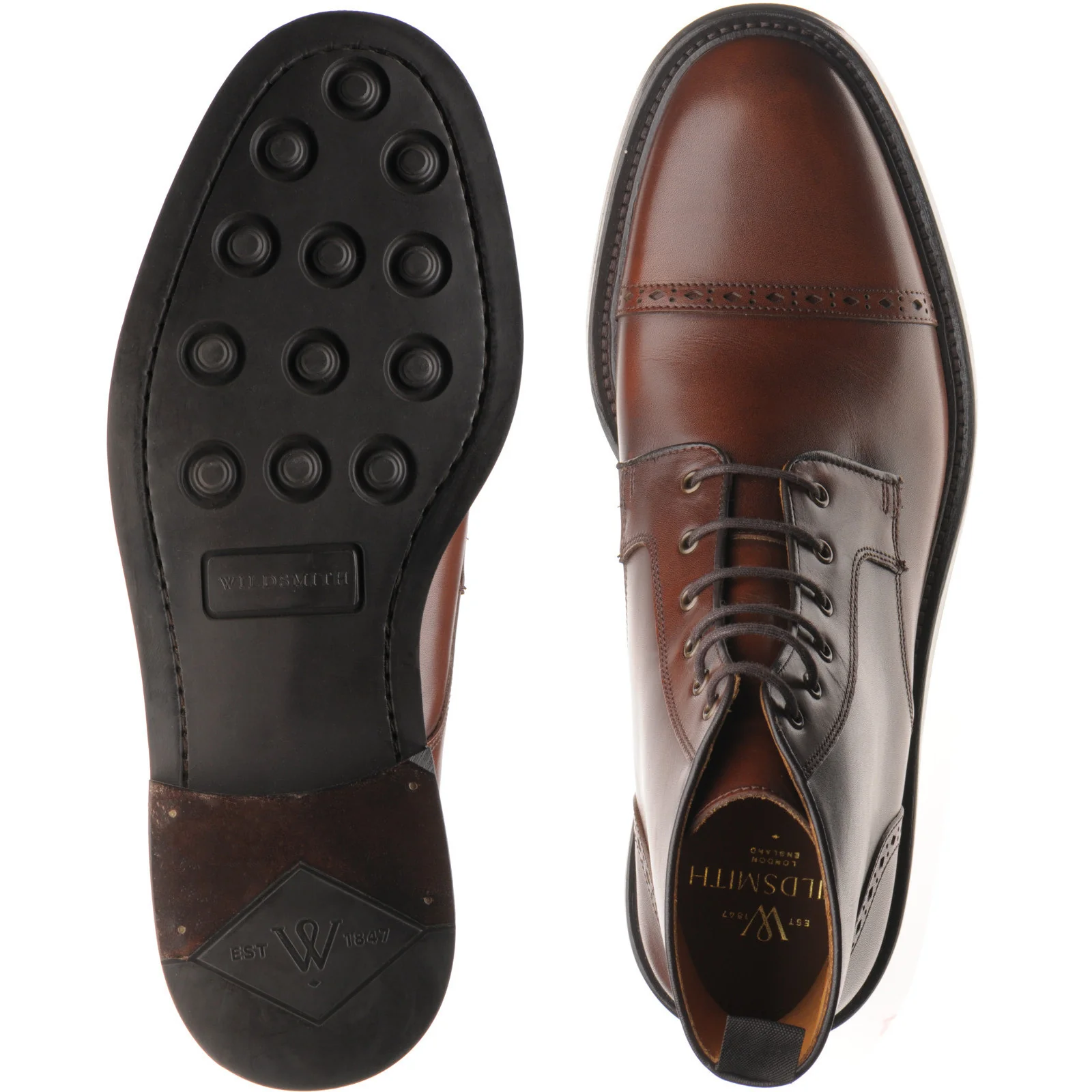 Wildsmith Model 18 mens rubber-soled boots in cognac calf (second) - Image 3
