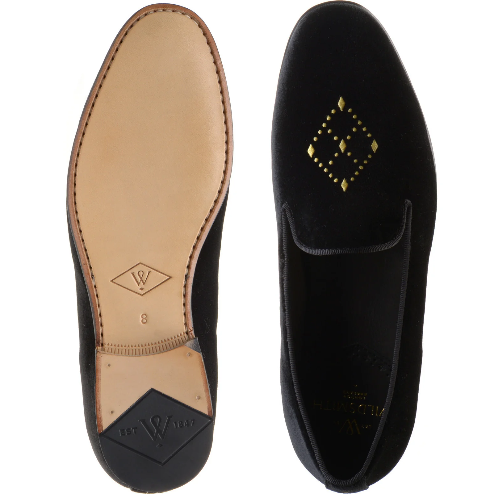Wildsmith Model 2 mens house shoes in black velvet - Image 3