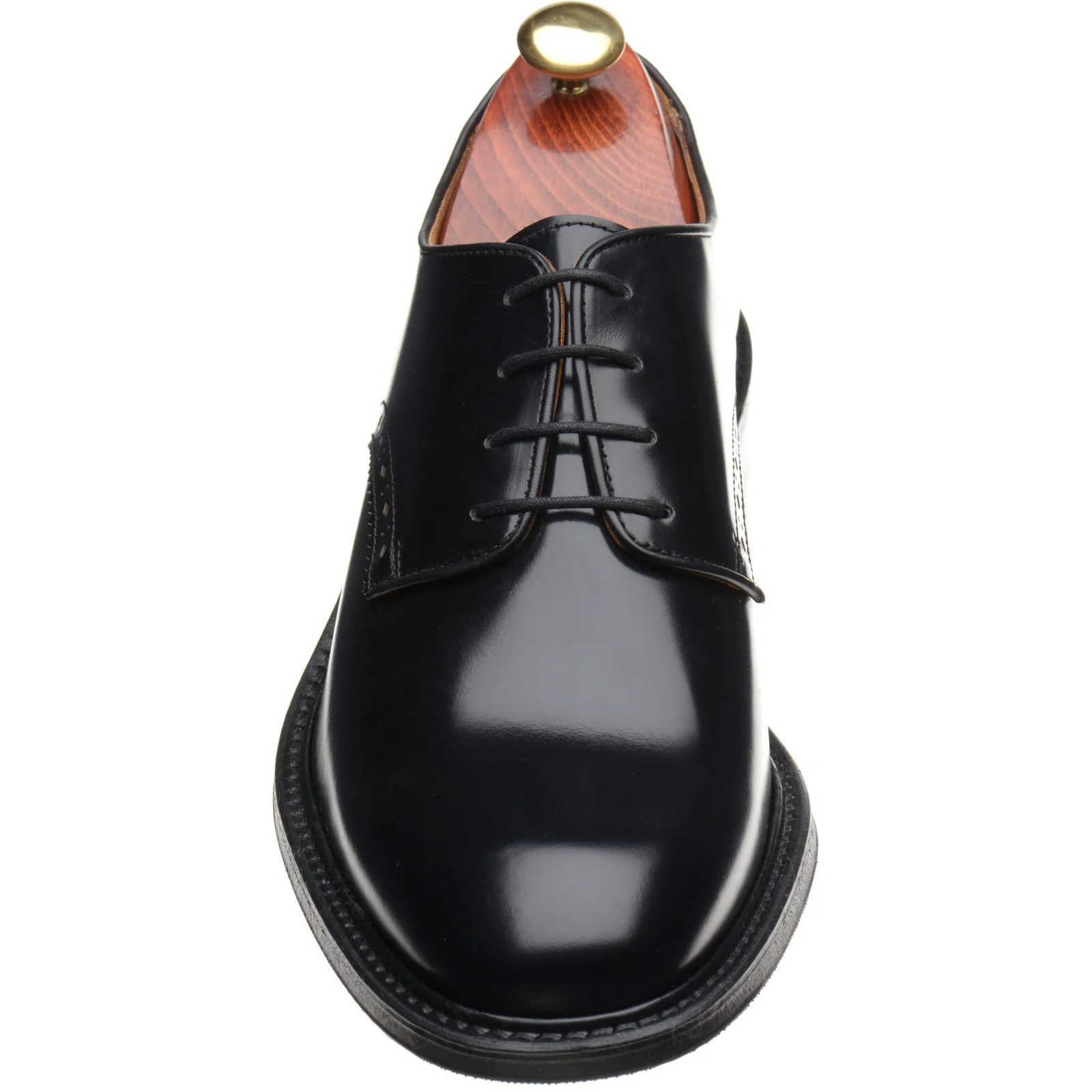 Wildsmith Model 26 mens rubber-soled Derby shoes in black polished - Image 2