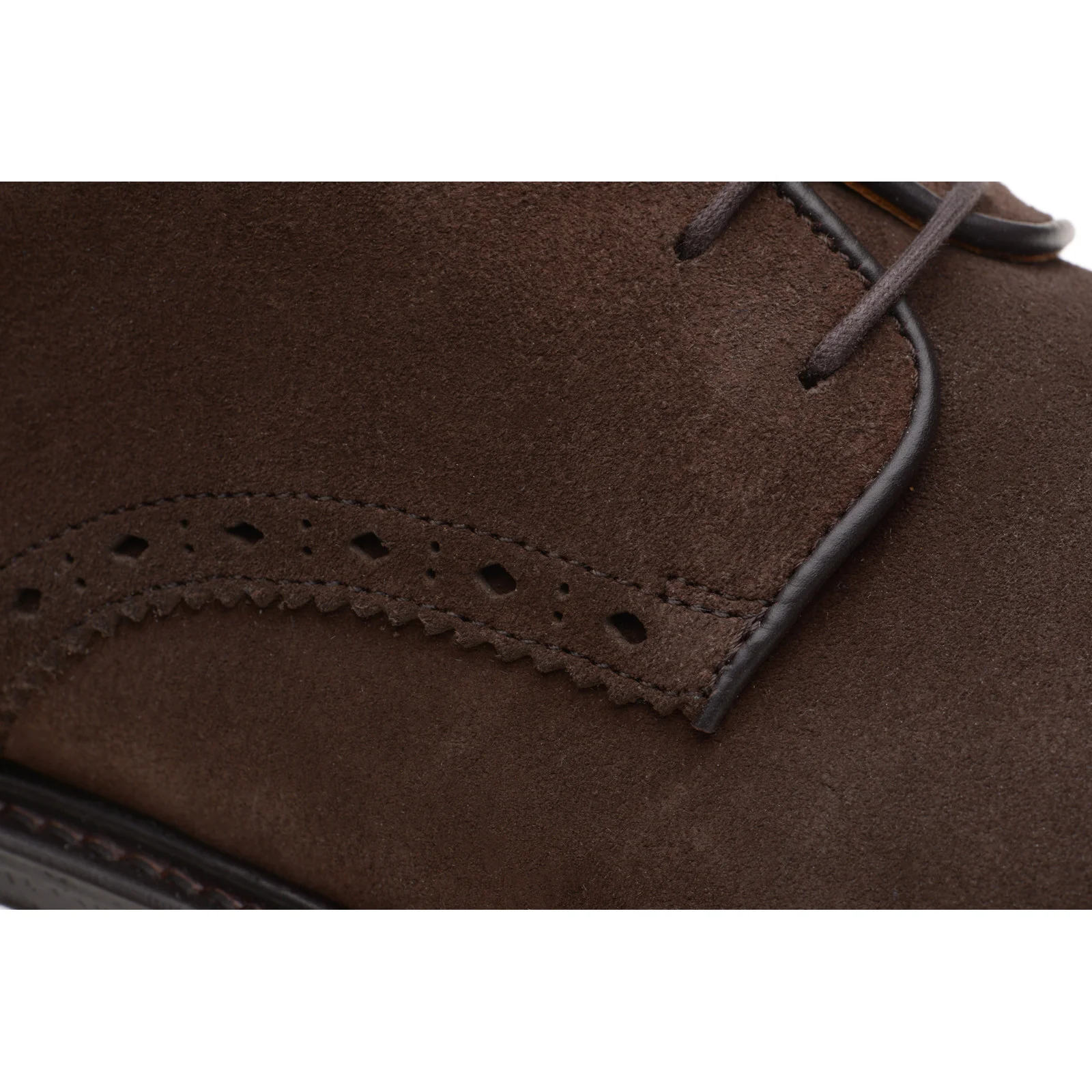Wildsmith Model 26 mens rubber-soled Derby shoes in dark brown suede - Image 5