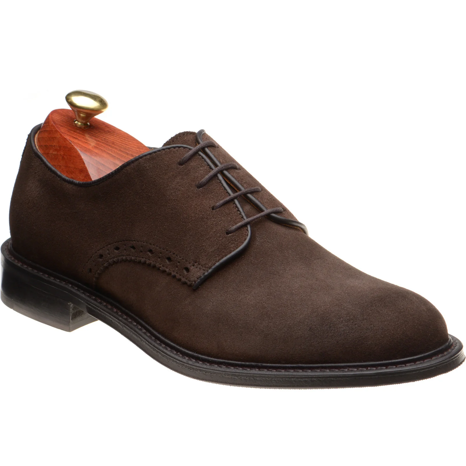 Wildsmith Model 26 mens rubber-soled Derby shoes in dark brown suede (second)