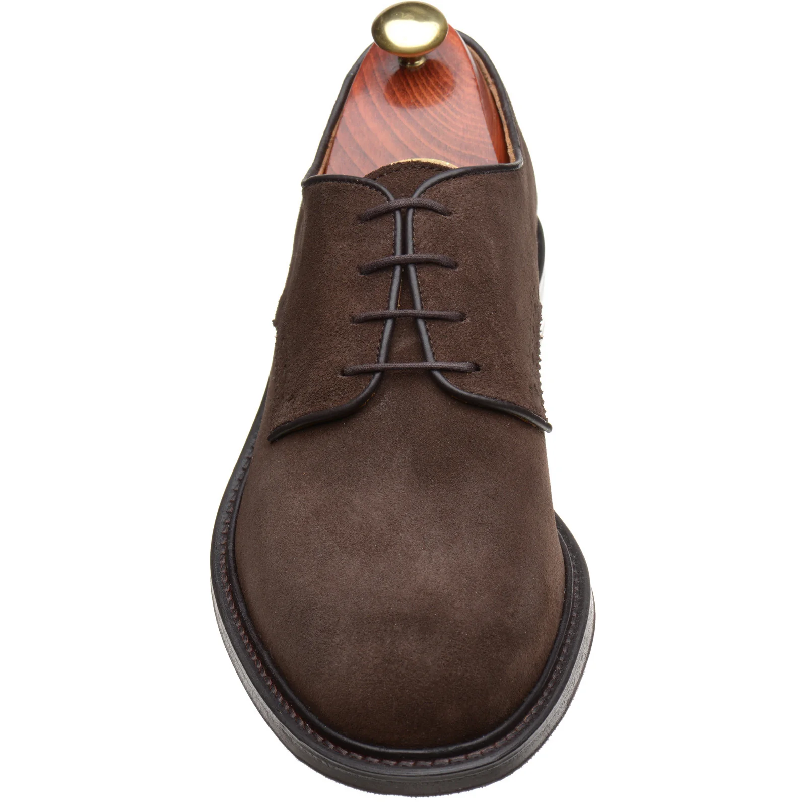 Wildsmith Model 26 mens rubber-soled Derby shoes in dark brown suede (second) - Image 2