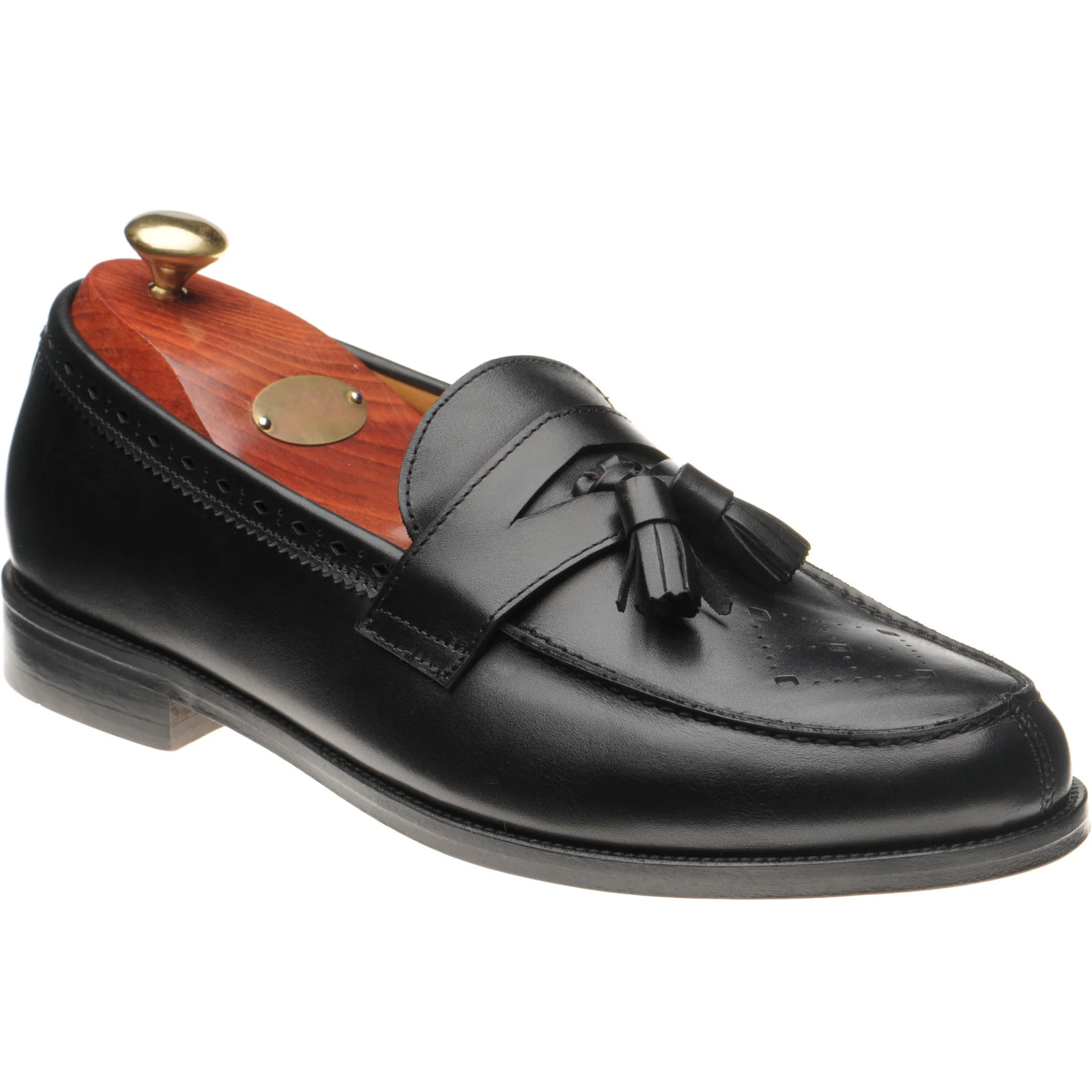 Wildsmith Model 27 mens tasselled loafers in black calf (second)