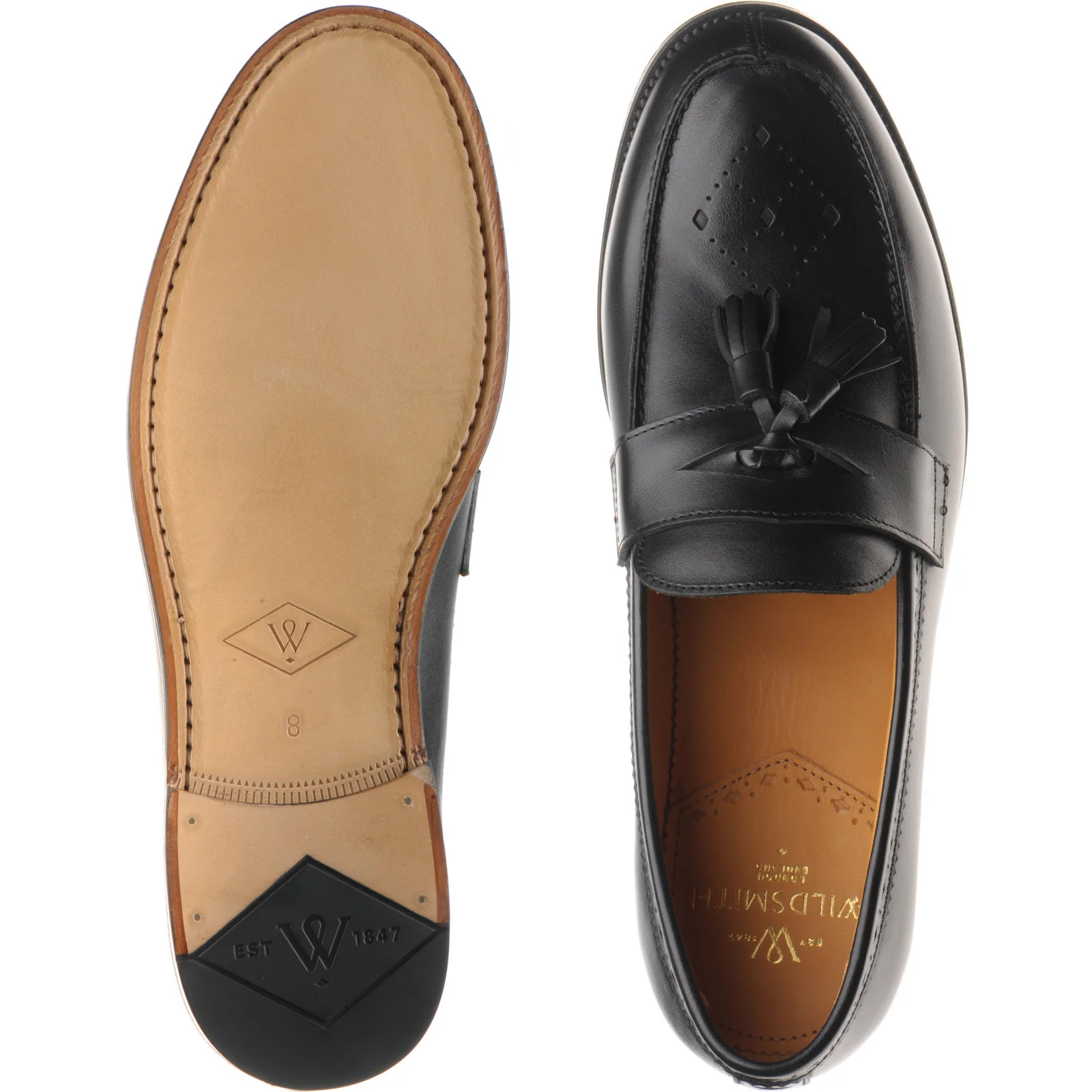 Wildsmith Model 27 mens tasselled loafers in black calf (second) - Image 3