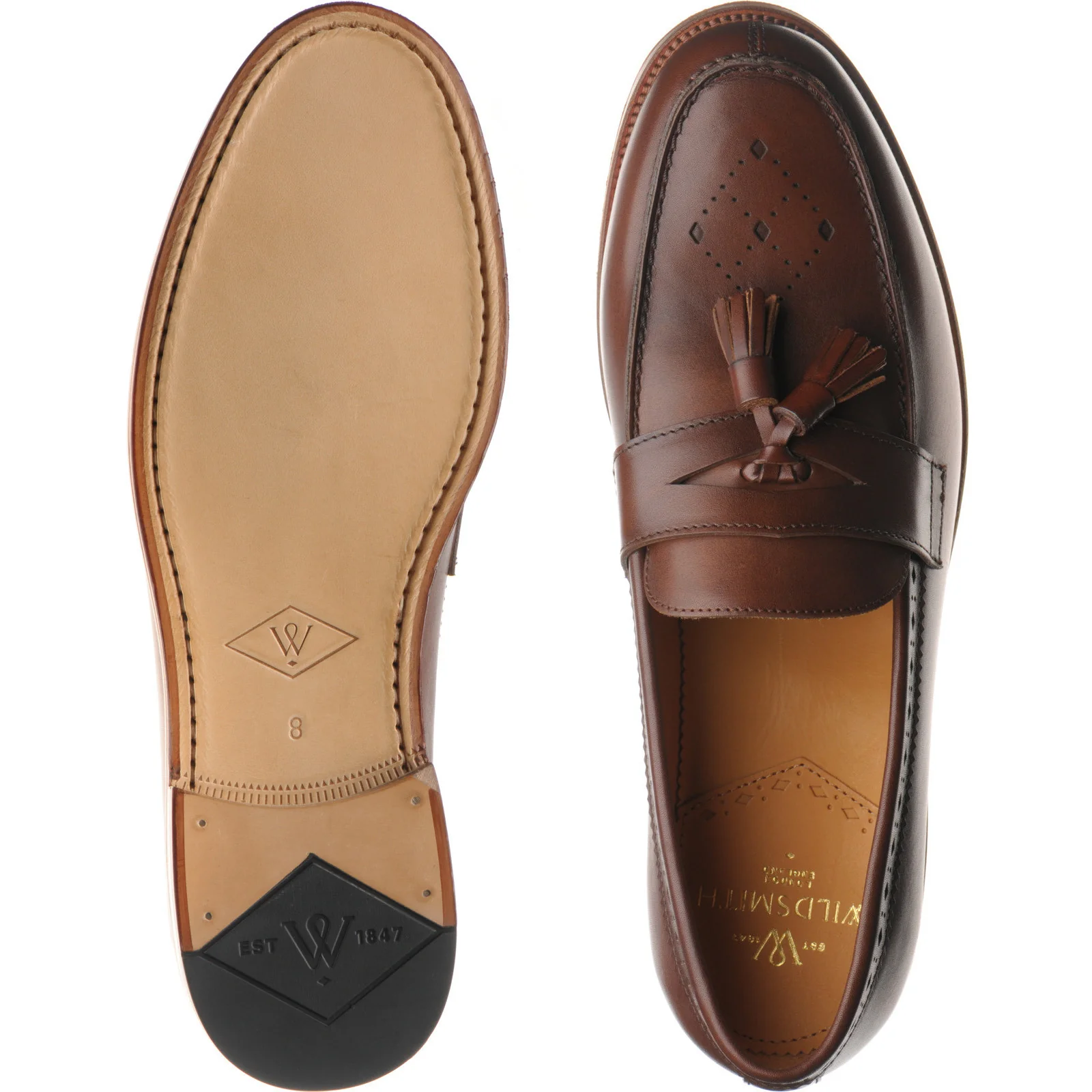 Wildsmith Model 27 mens tasselled loafers in cognac calf (second) - Image 3