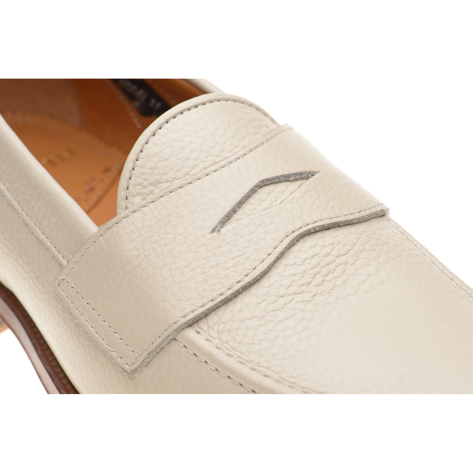 Wildsmith Model 31 mens loafers in off white grain - Image 5