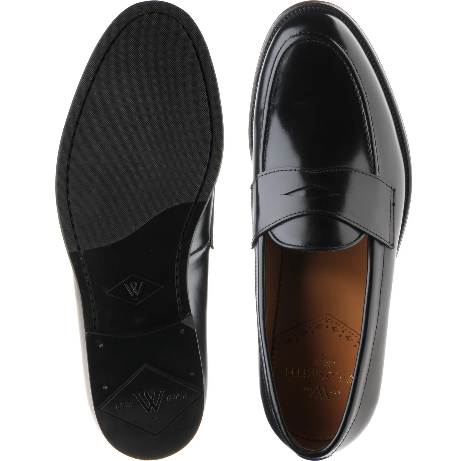 Wildsmith Model 31 mens rubber-soled loafers in black polished - Image 3