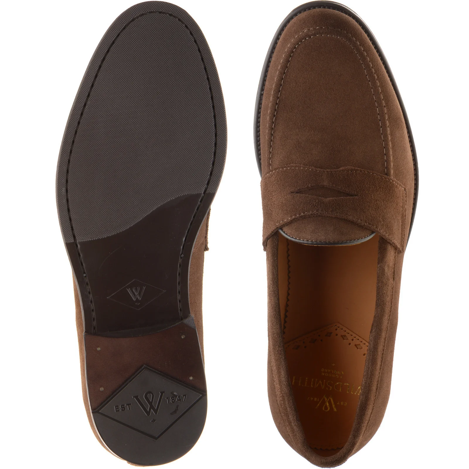 Wildsmith Model 31 mens rubber-soled loafers in brown suede - Image 3