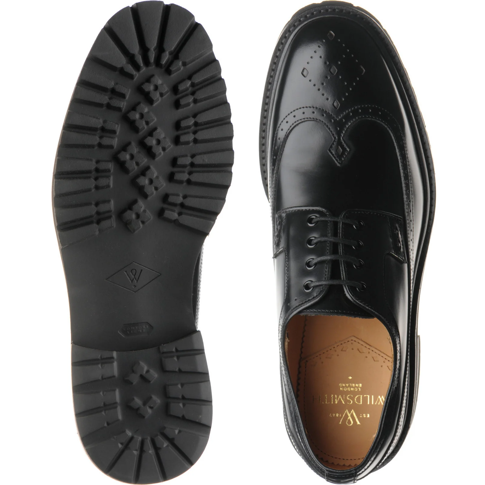 Wildsmith Model 43 mens rubber-soled brogues in black polished (second) - Image 3