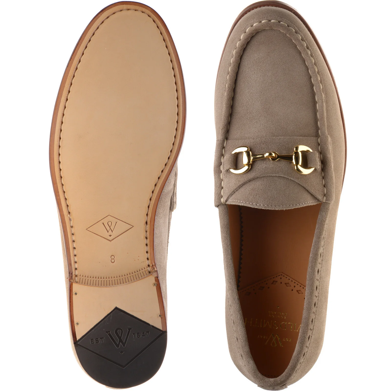 Wildsmith Model 53 mens loafers in taupe suede - Image 3