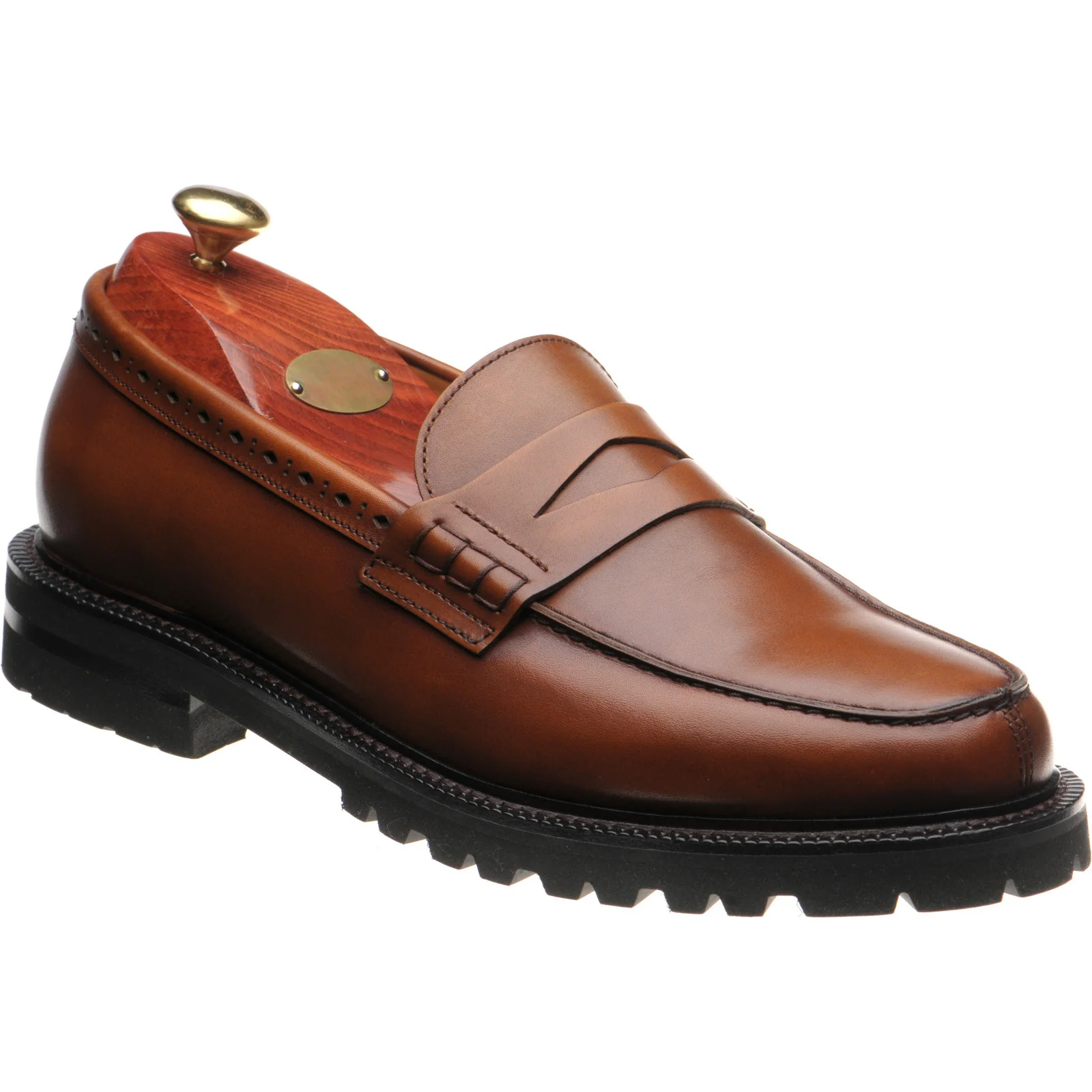 Wildsmith Model 55 mens rubber-soled loafers in british tan calf