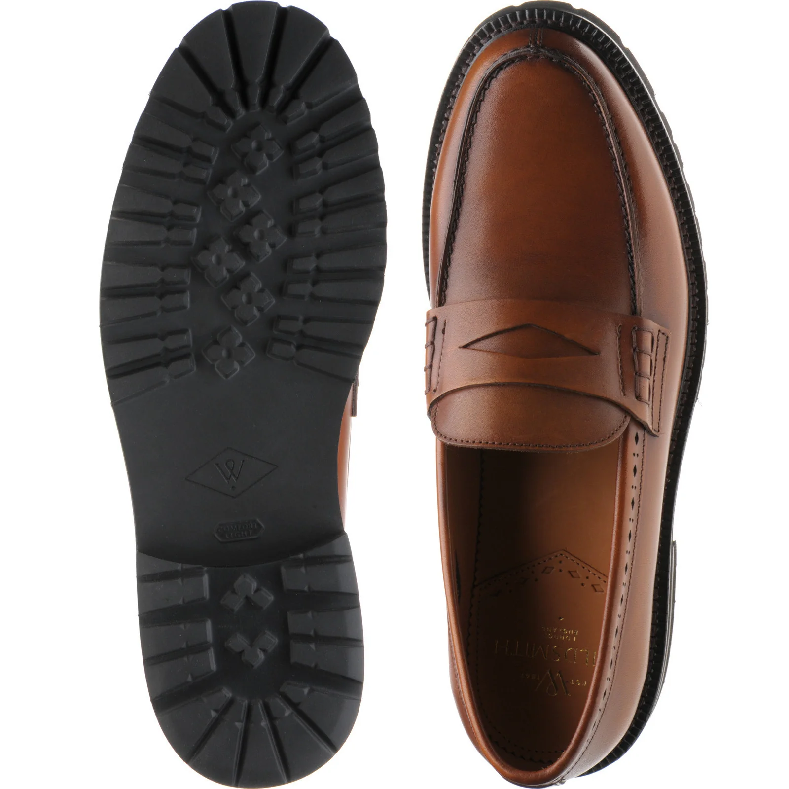 Wildsmith Model 55 mens rubber-soled loafers in british tan calf (second) - Image 3