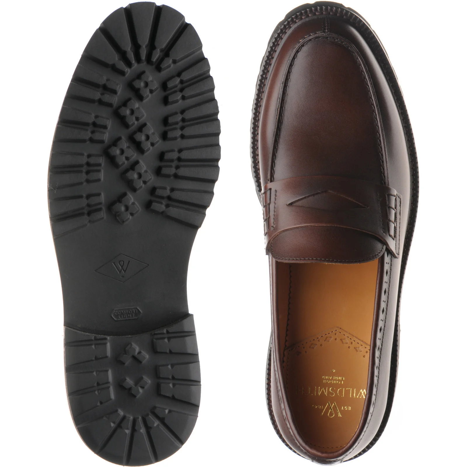 Wildsmith Model 55 mens rubber-soled loafers in dark brown calf - Image 3