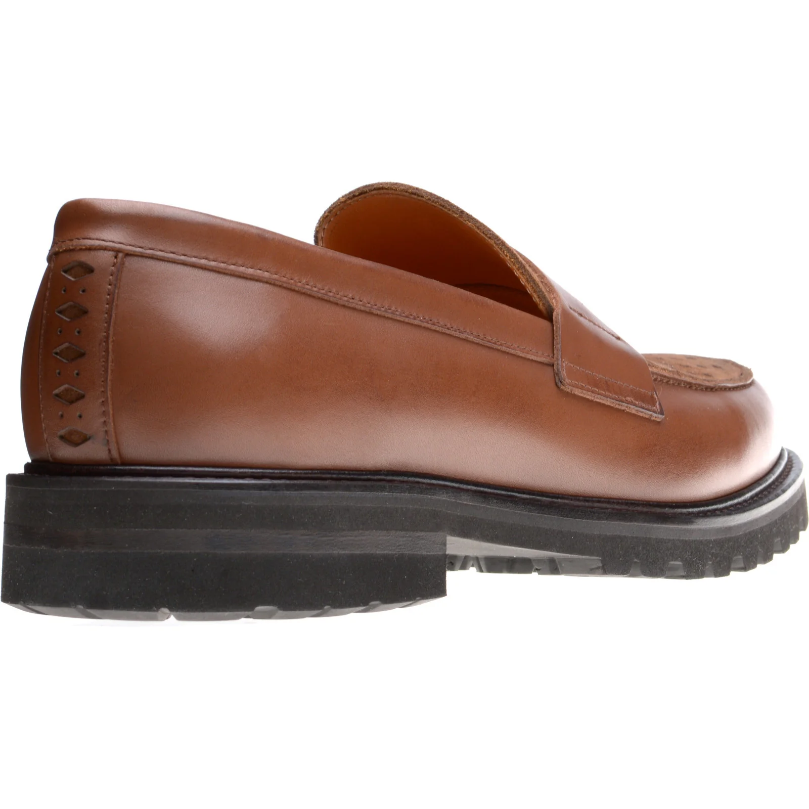 Wildsmith Model 55D mens two-tone rubber-soled loafers in cognac calf - Image 4
