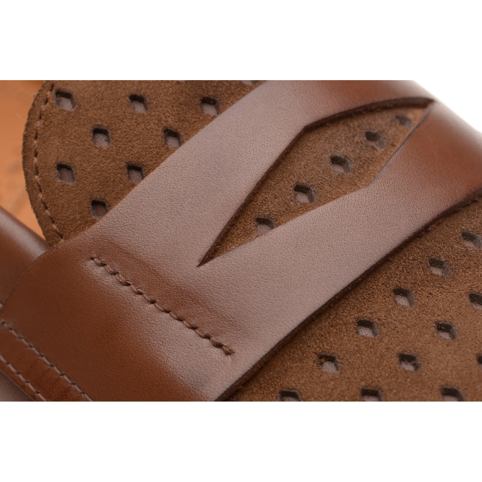 Wildsmith Model 55D mens two-tone rubber-soled loafers in cognac calf - Image 5