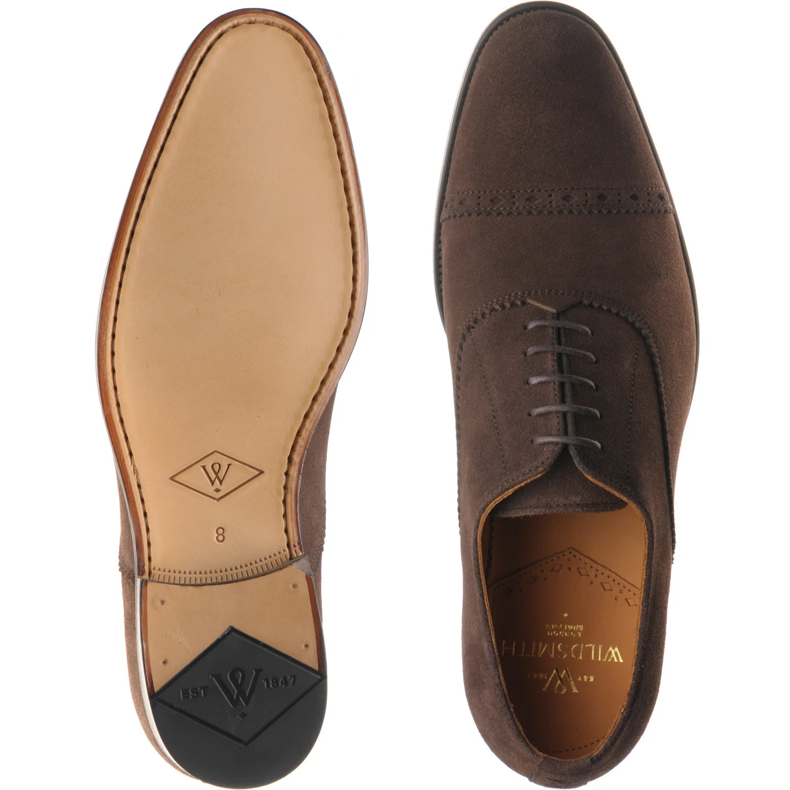 Wildsmith Model 65 mens semi-brogues in dark brown suede (second) - Image 3