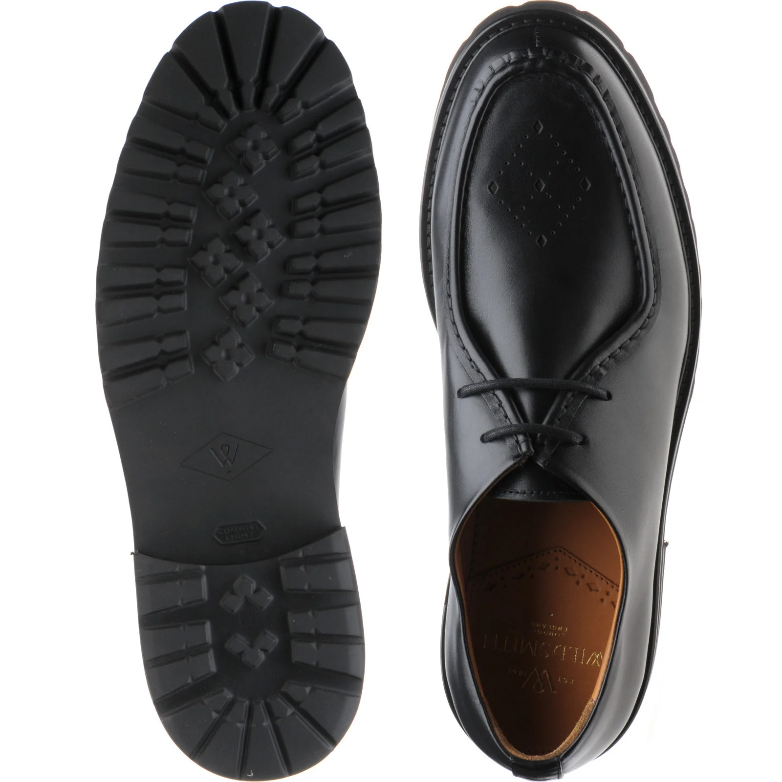 Wildsmith Model 68 mens rubber-soled Derby shoes in black calf - Image 3