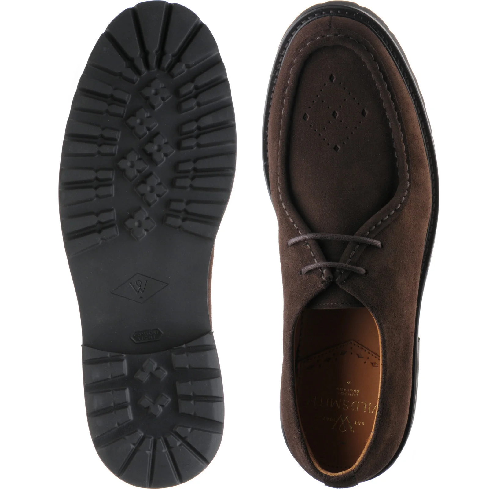 Wildsmith Model 68 mens rubber-soled Derby shoes in dark brown suede - Image 3