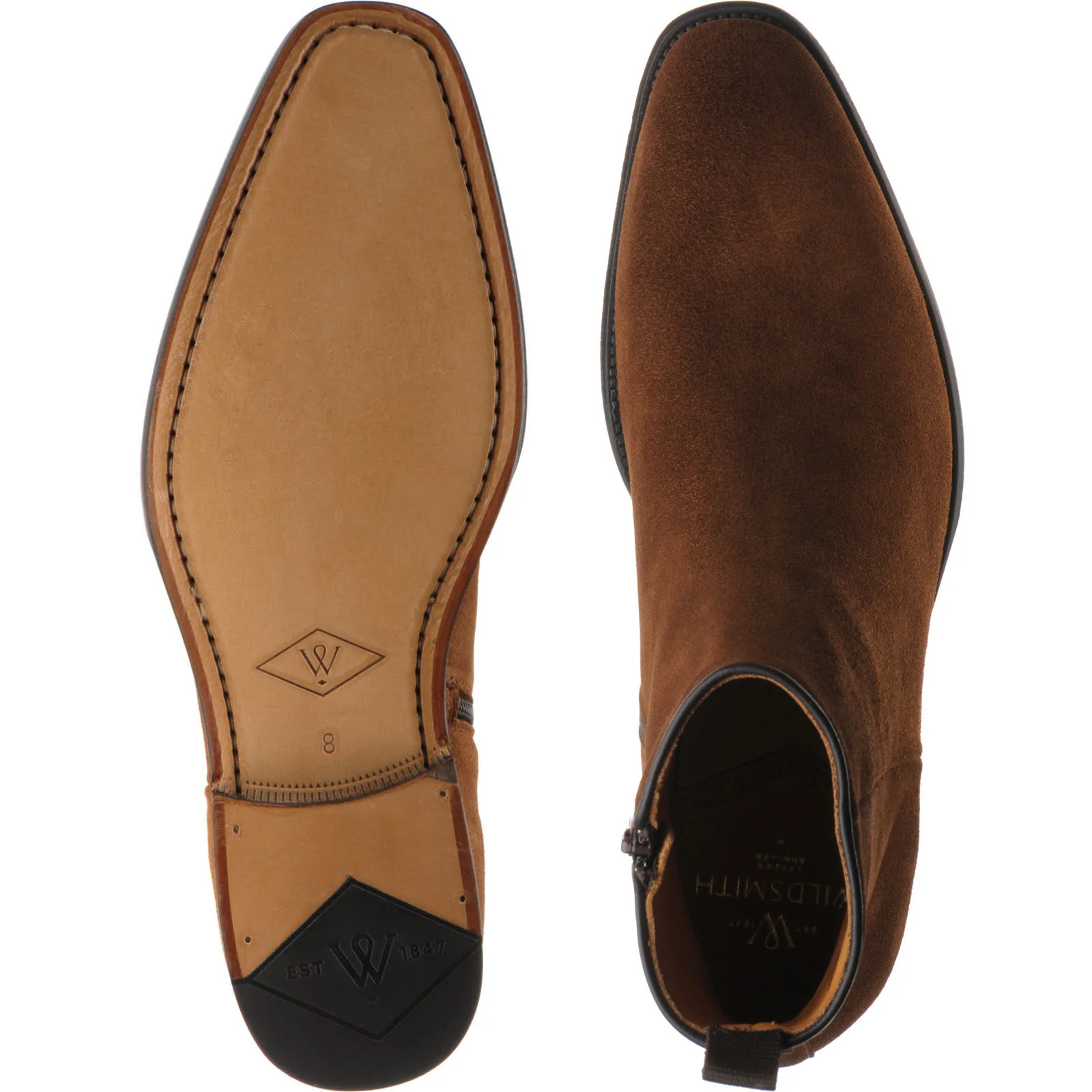 Wildsmith Model 70 mens Chelsea boots in tobacco suede (second) - Image 3