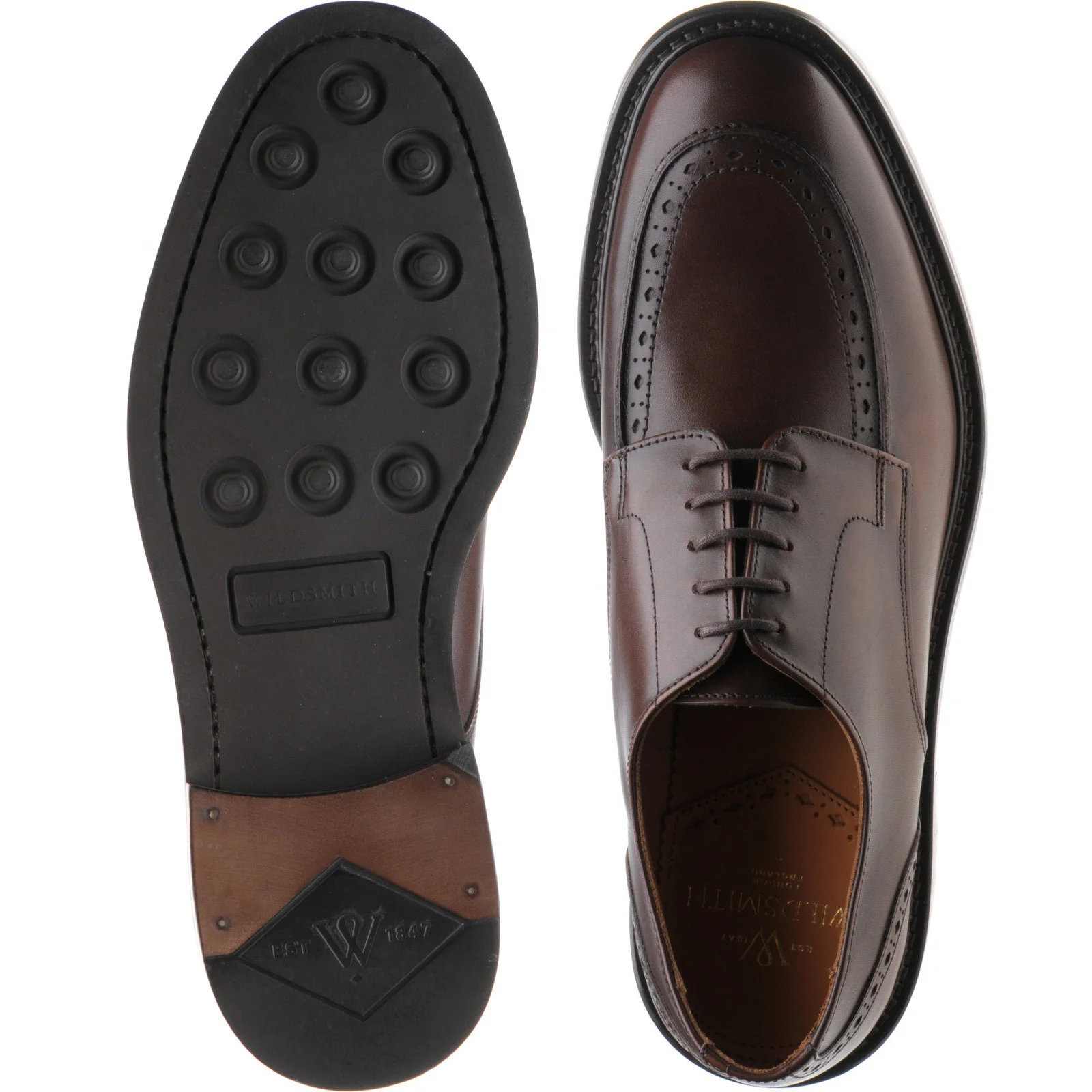 Wildsmith Model 74 mens rubber-soled Derby shoes in dark brown calf - Image 3