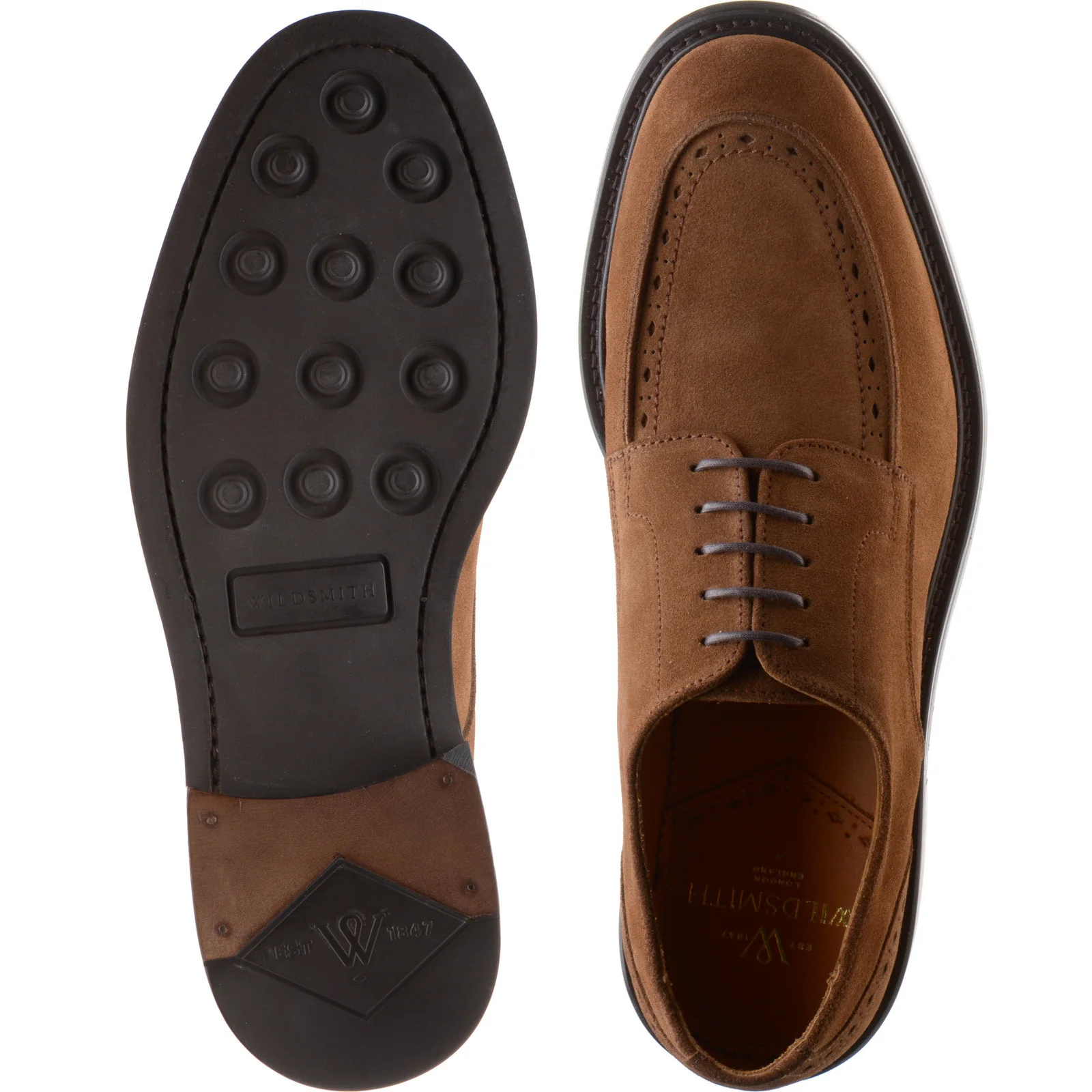 Wildsmith Model 74 mens rubber-soled Derby shoes in tobacco suede - Image 3
