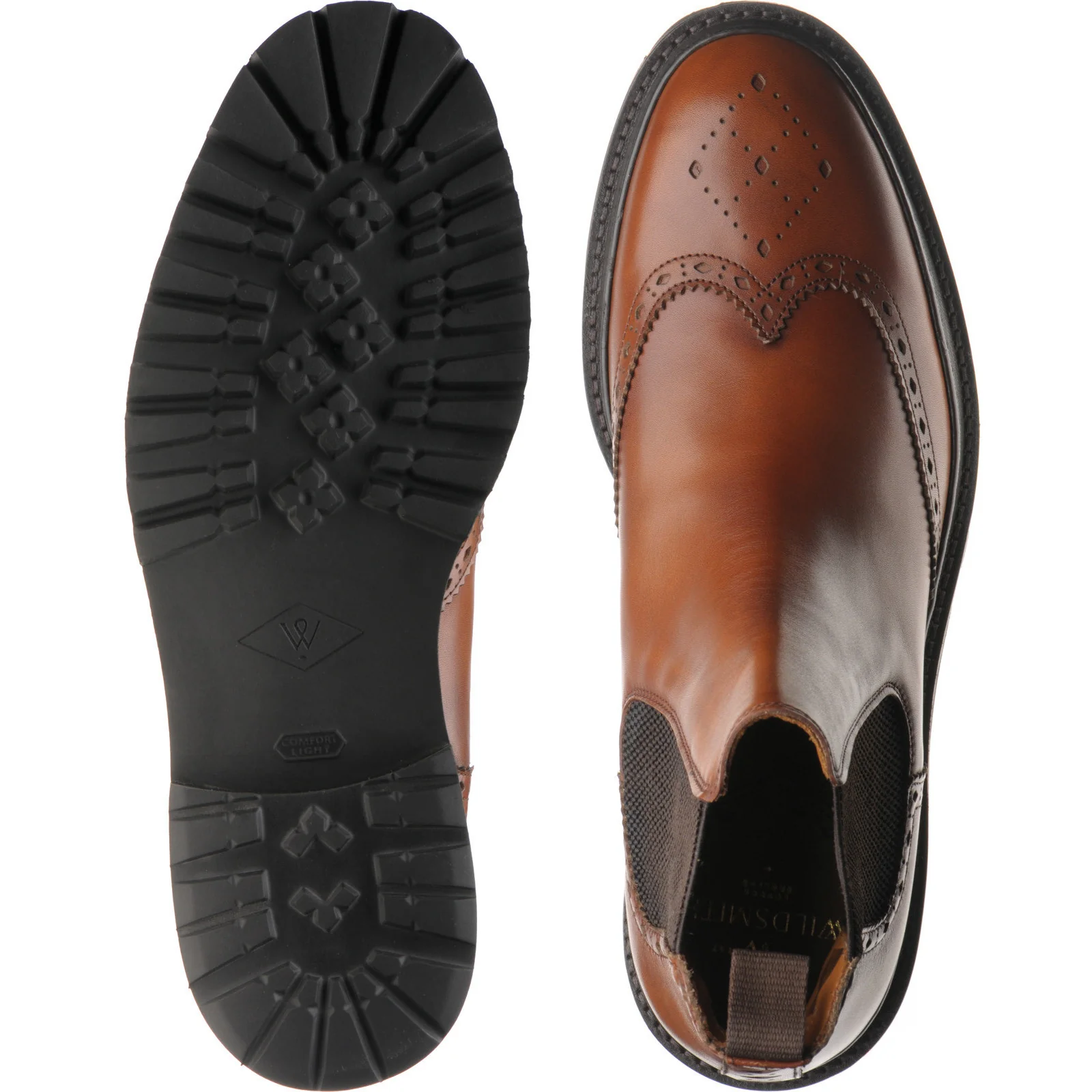 Wildsmith Model 78 mens rubber-soled brogue boots in british tan calf - Image 3