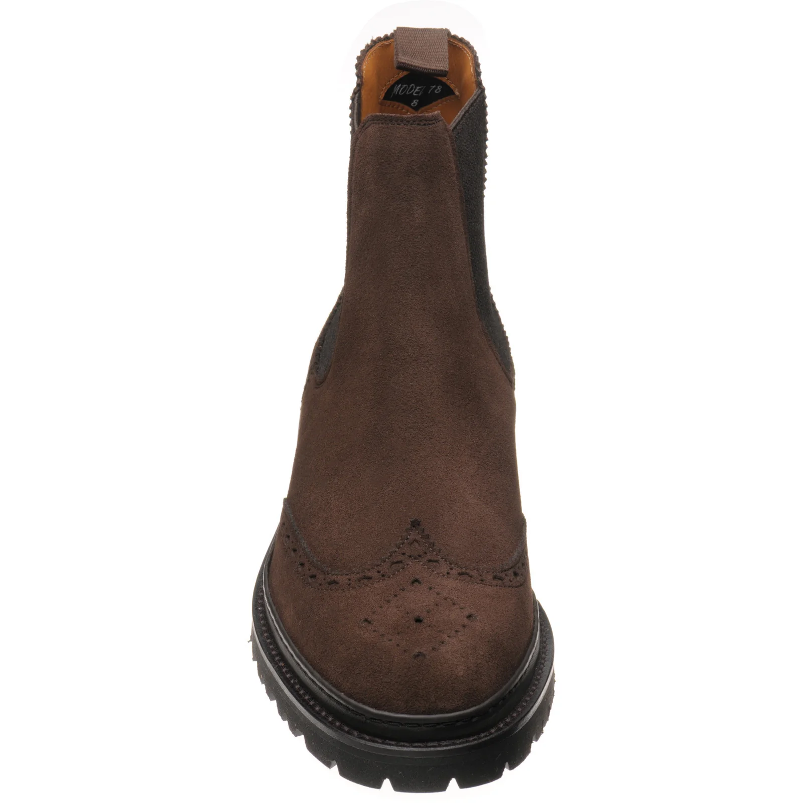 Wildsmith Model 78 mens rubber-soled brogue boots in dark brown suede - Image 2